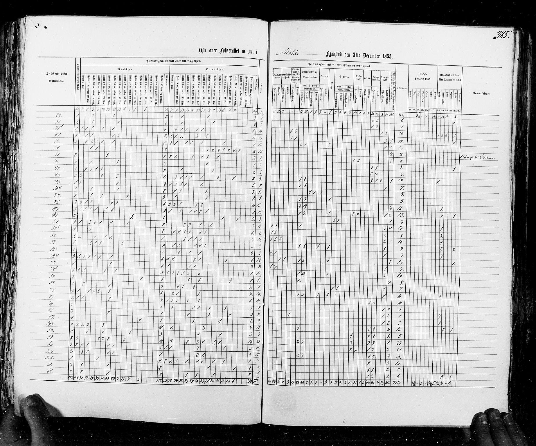 RA, Census 1855, vol. 8: Risør-Vadsø, 1855, p. 385