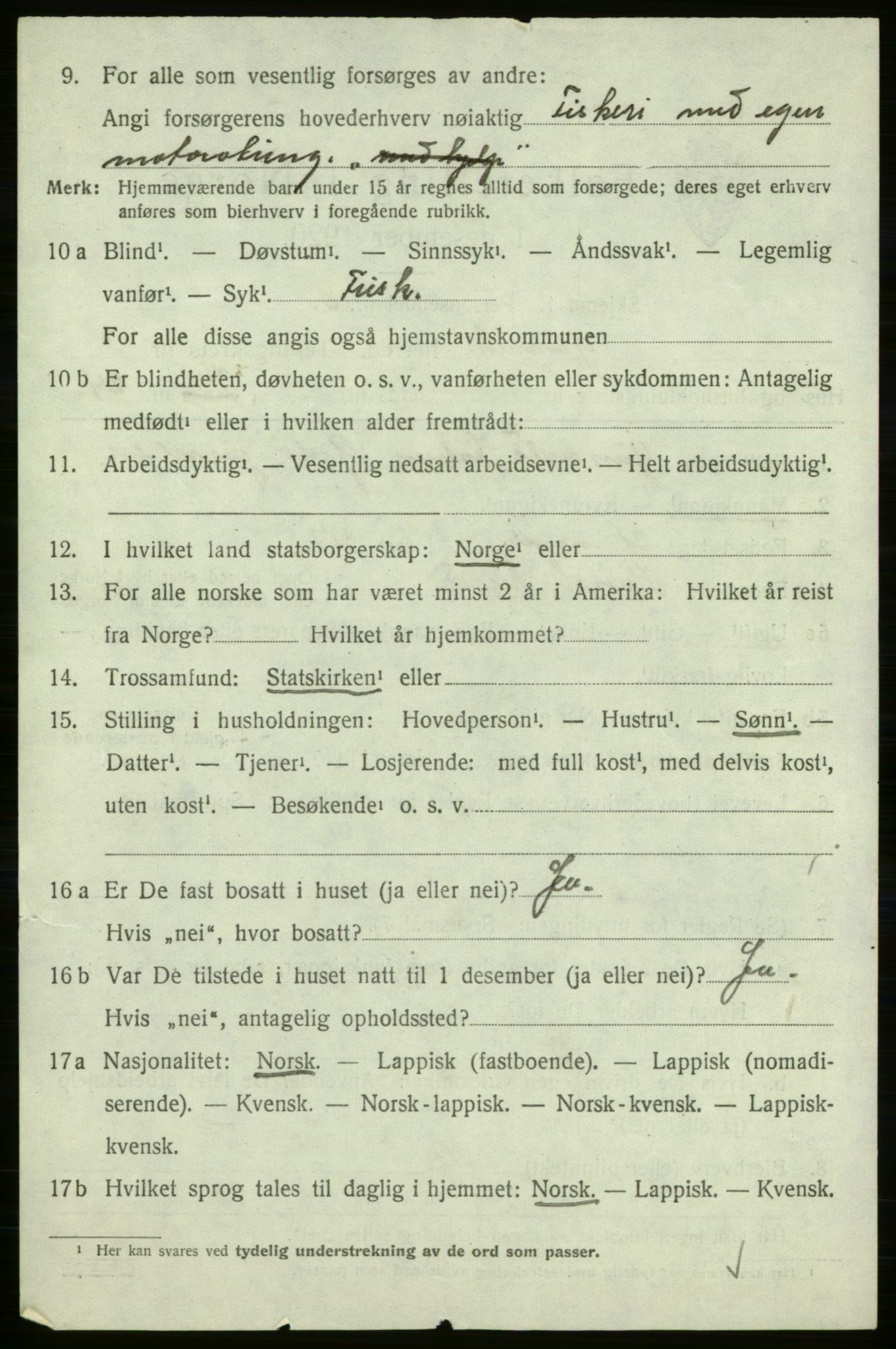 SATØ, 1920 census for Gamvik, 1920, p. 2975