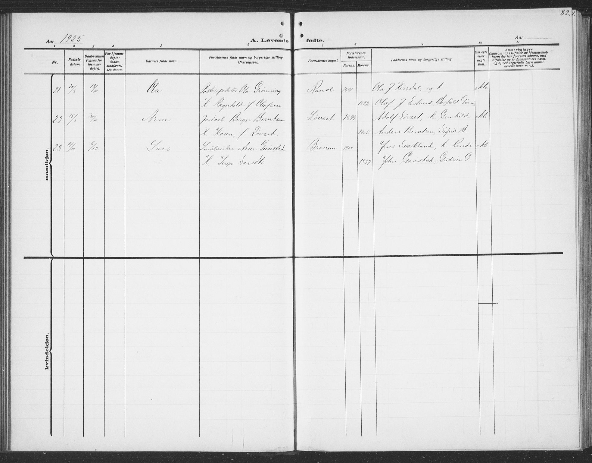 Ministerialprotokoller, klokkerbøker og fødselsregistre - Sør-Trøndelag, SAT/A-1456/691/L1095: Parish register (copy) no. 691C06, 1912-1933, p. 82