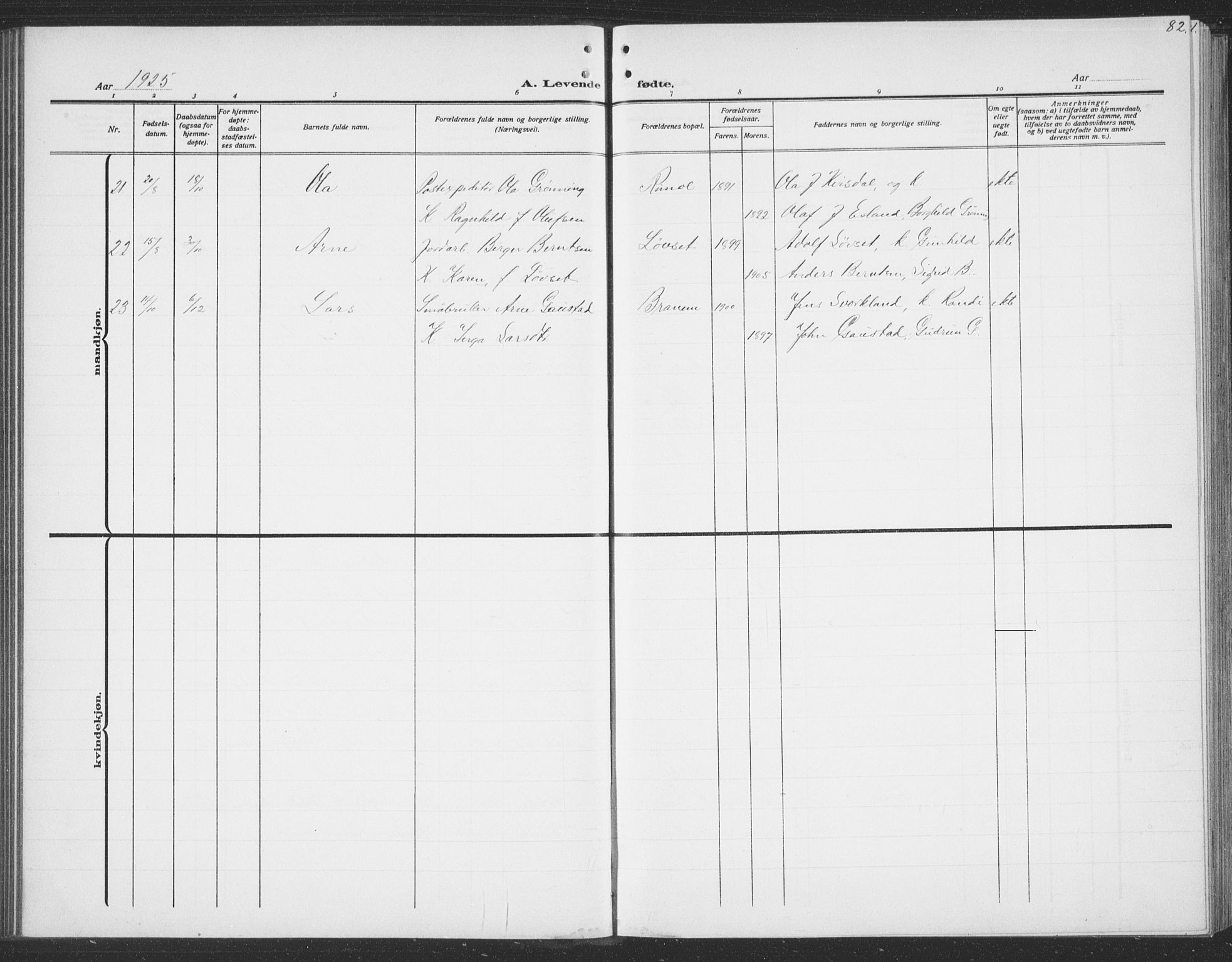 Ministerialprotokoller, klokkerbøker og fødselsregistre - Sør-Trøndelag, AV/SAT-A-1456/691/L1095: Parish register (copy) no. 691C06, 1912-1933, p. 82