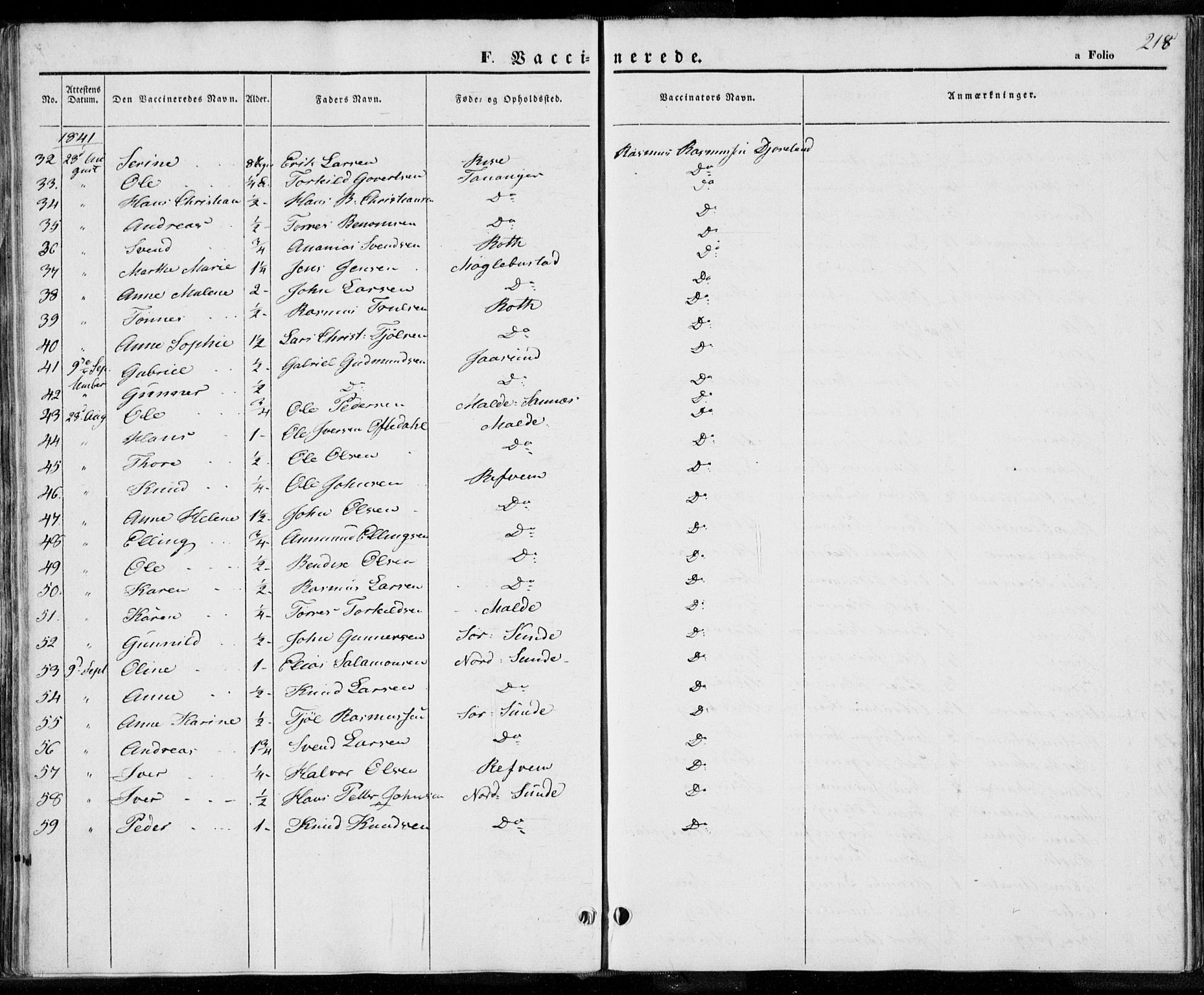 Håland sokneprestkontor, SAST/A-101802/001/30BA/L0006: Parish register (official) no. A 6, 1842-1853, p. 218