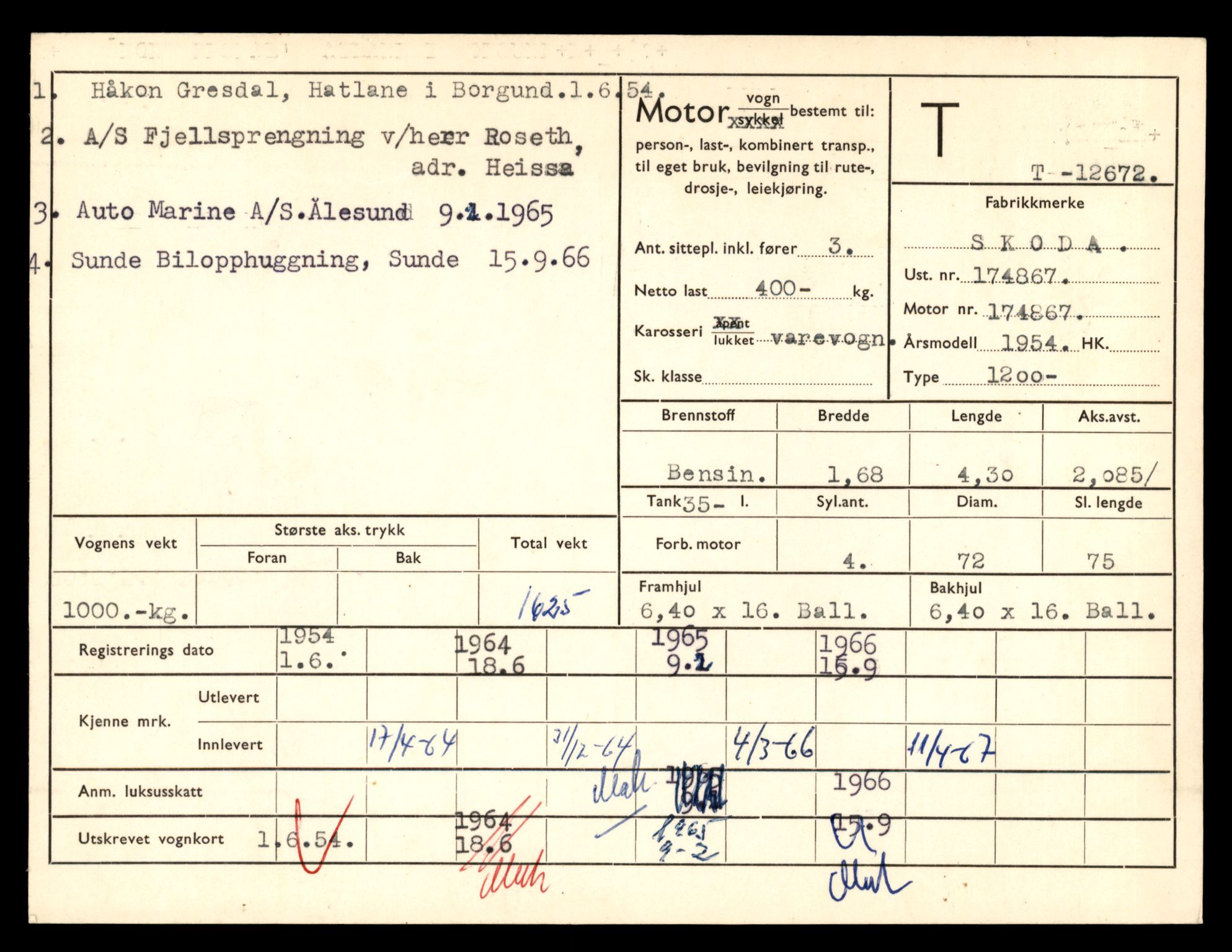 Møre og Romsdal vegkontor - Ålesund trafikkstasjon, AV/SAT-A-4099/F/Fe/L0035: Registreringskort for kjøretøy T 12653 - T 12829, 1927-1998, p. 369