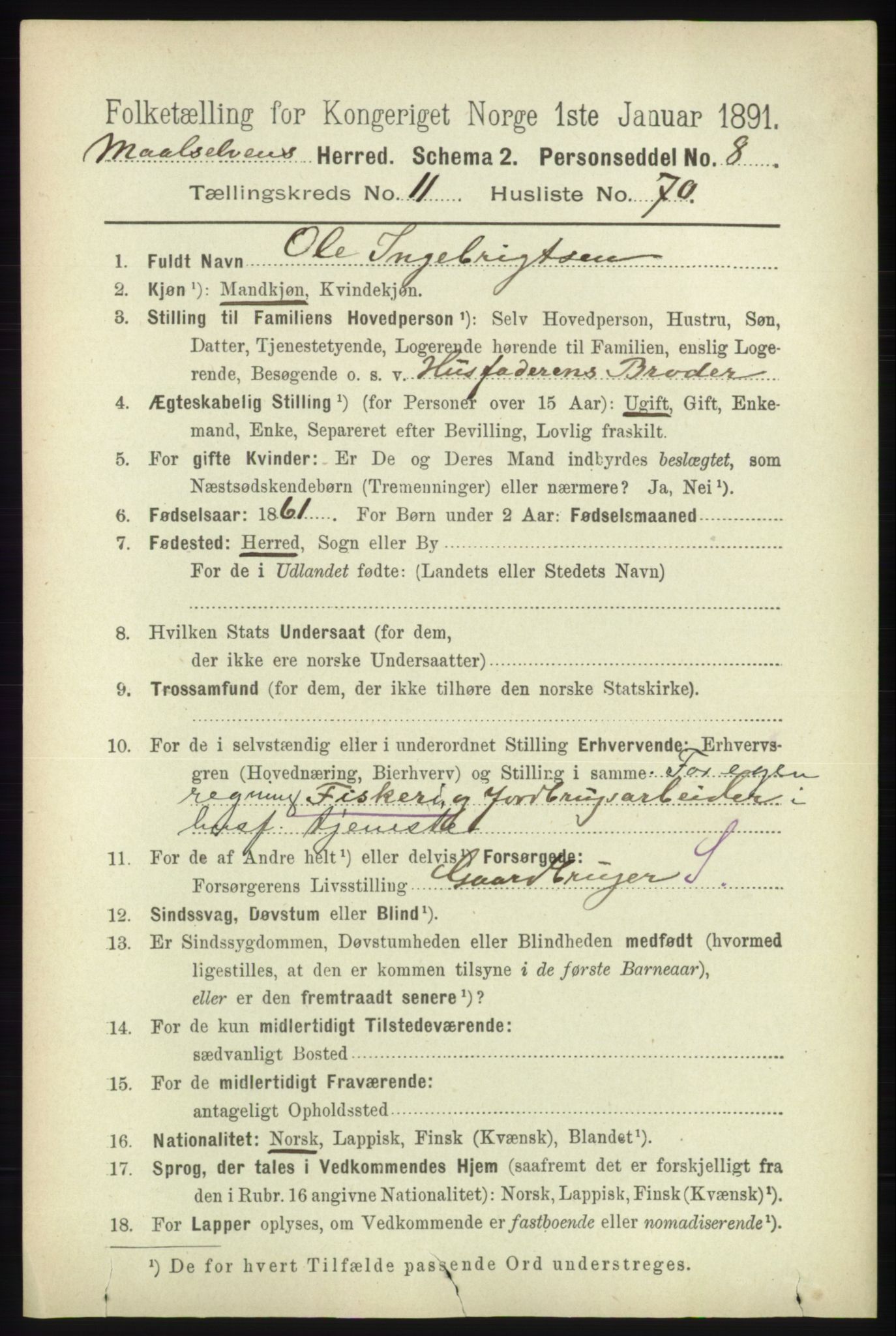 RA, 1891 census for 1924 Målselv, 1891, p. 3750