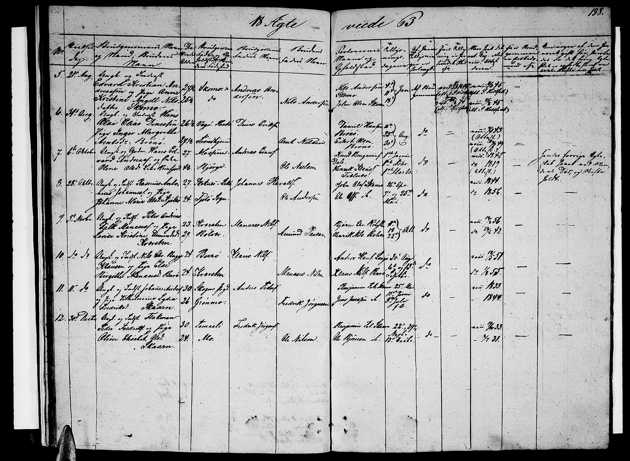 Ministerialprotokoller, klokkerbøker og fødselsregistre - Nordland, AV/SAT-A-1459/813/L0211: Parish register (copy) no. 813C03, 1842-1863, p. 158