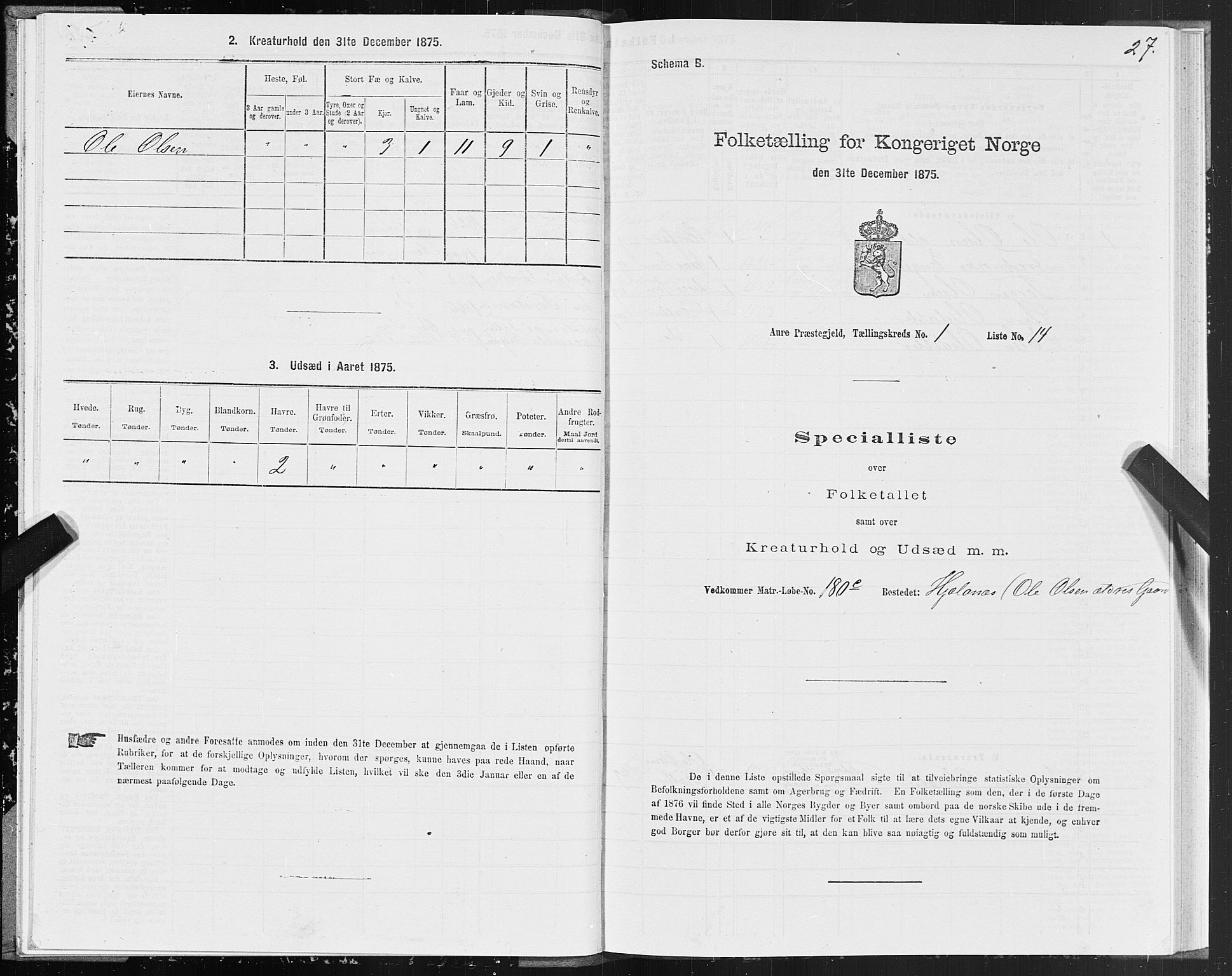 SAT, 1875 census for 1569P Aure, 1875, p. 1027