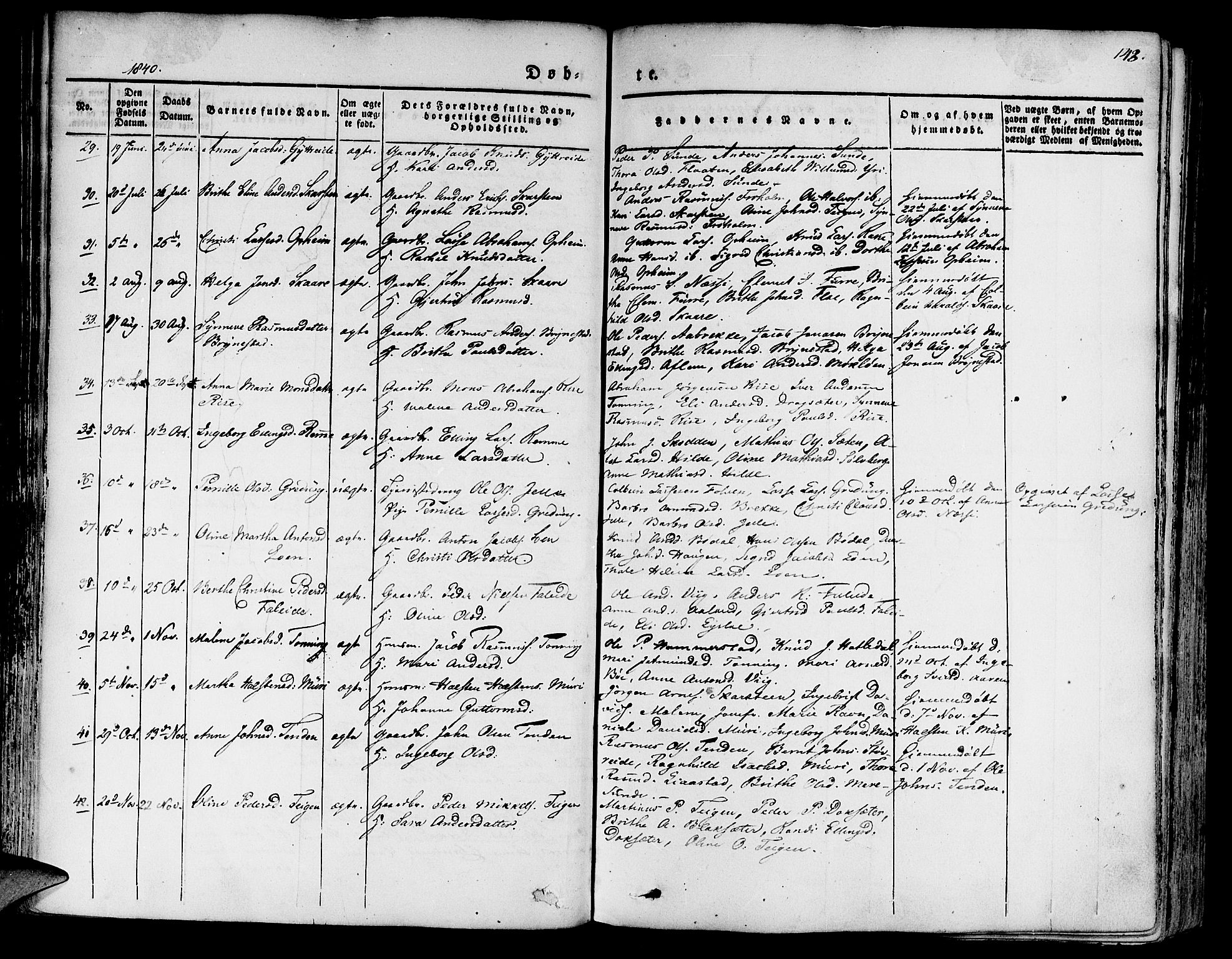 Innvik sokneprestembete, SAB/A-80501: Parish register (official) no. A 4I, 1831-1846, p. 143