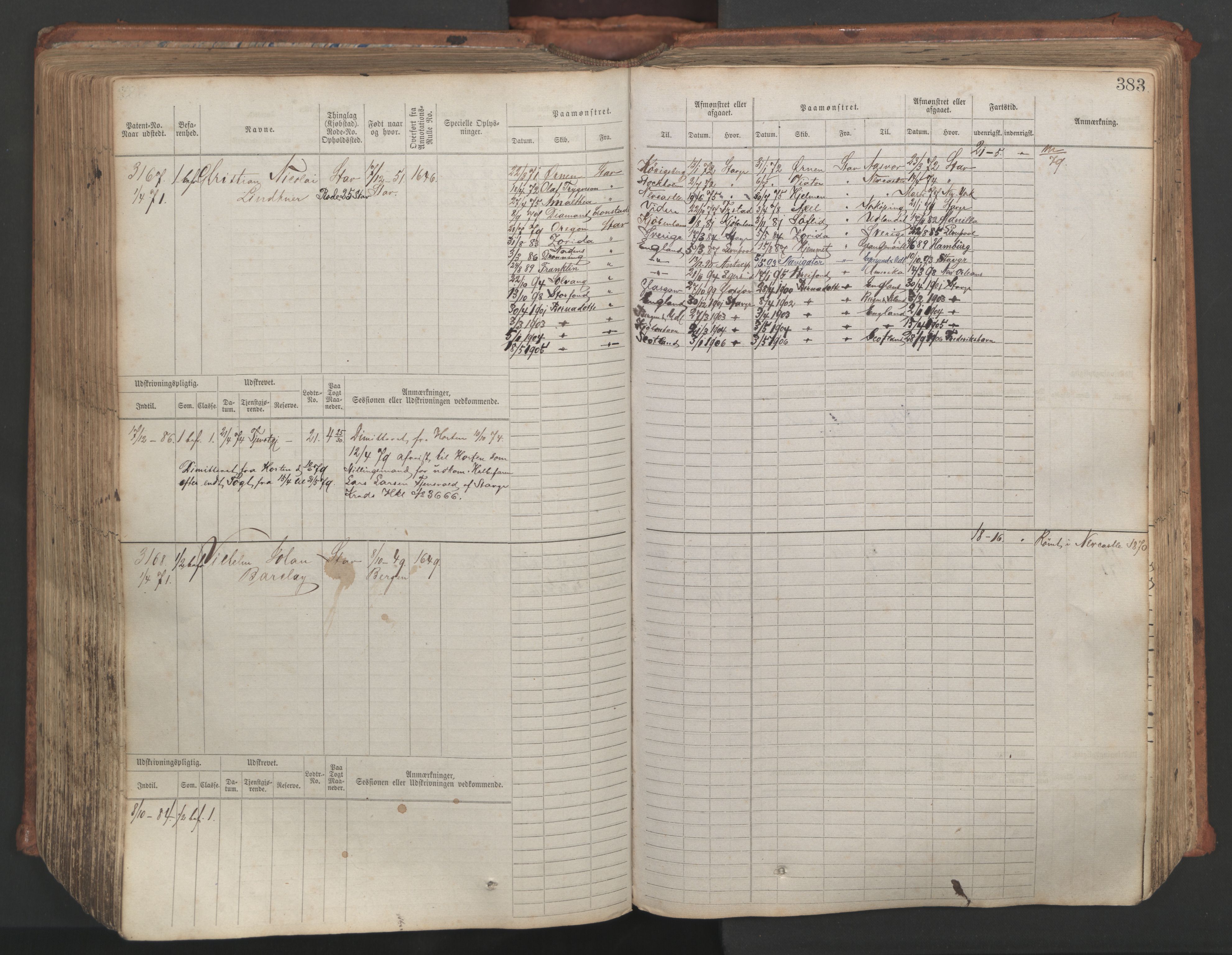 Stavanger sjømannskontor, AV/SAST-A-102006/F/Fb/Fbb/L0007: Sjøfartshovedrulle, patentnr. 2403-3604, 1869-1880, p. 430