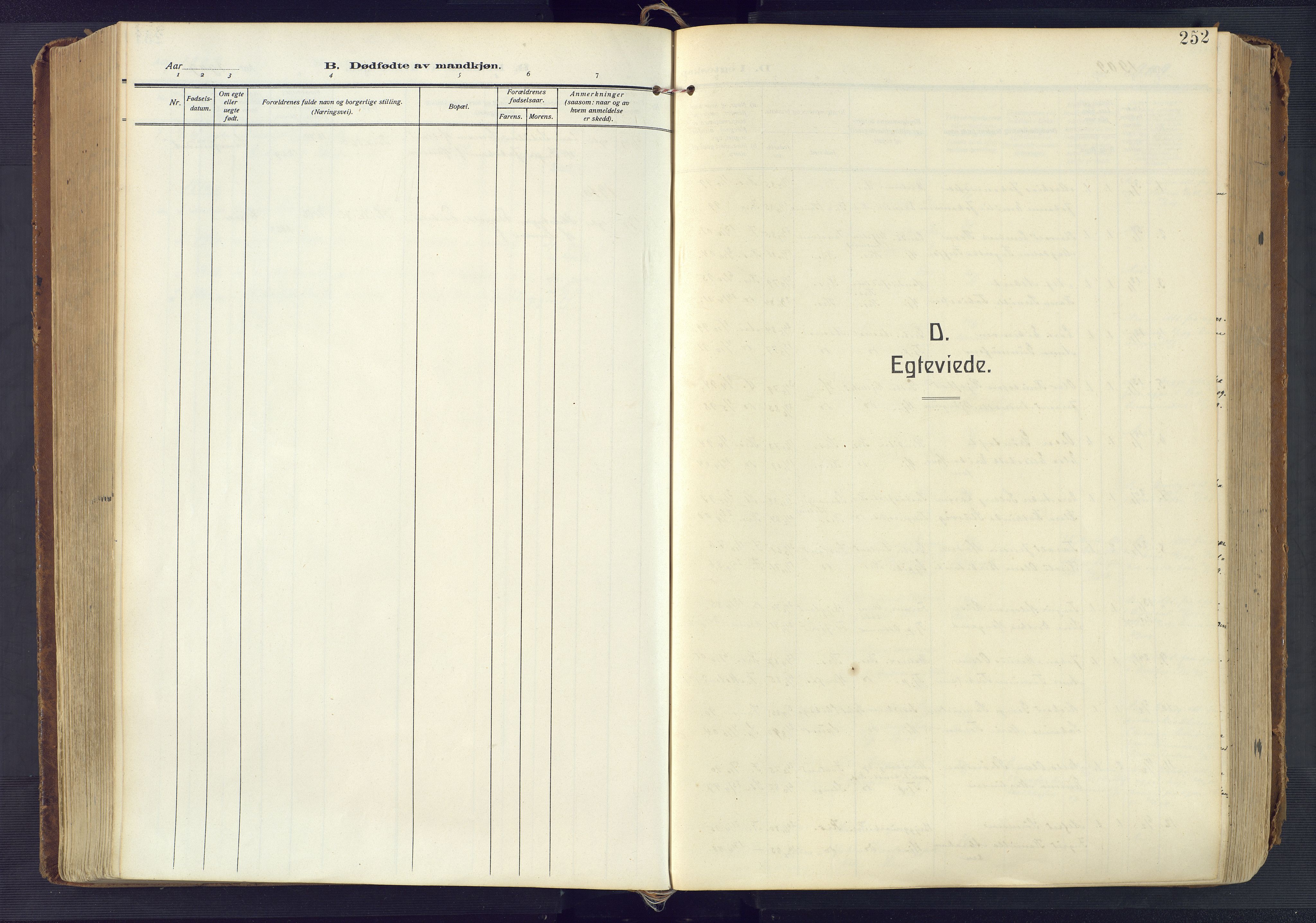Kristiansand domprosti, SAK/1112-0006/F/Fa/L0023: Parish register (official) no. A 22, 1909-1917, p. 252