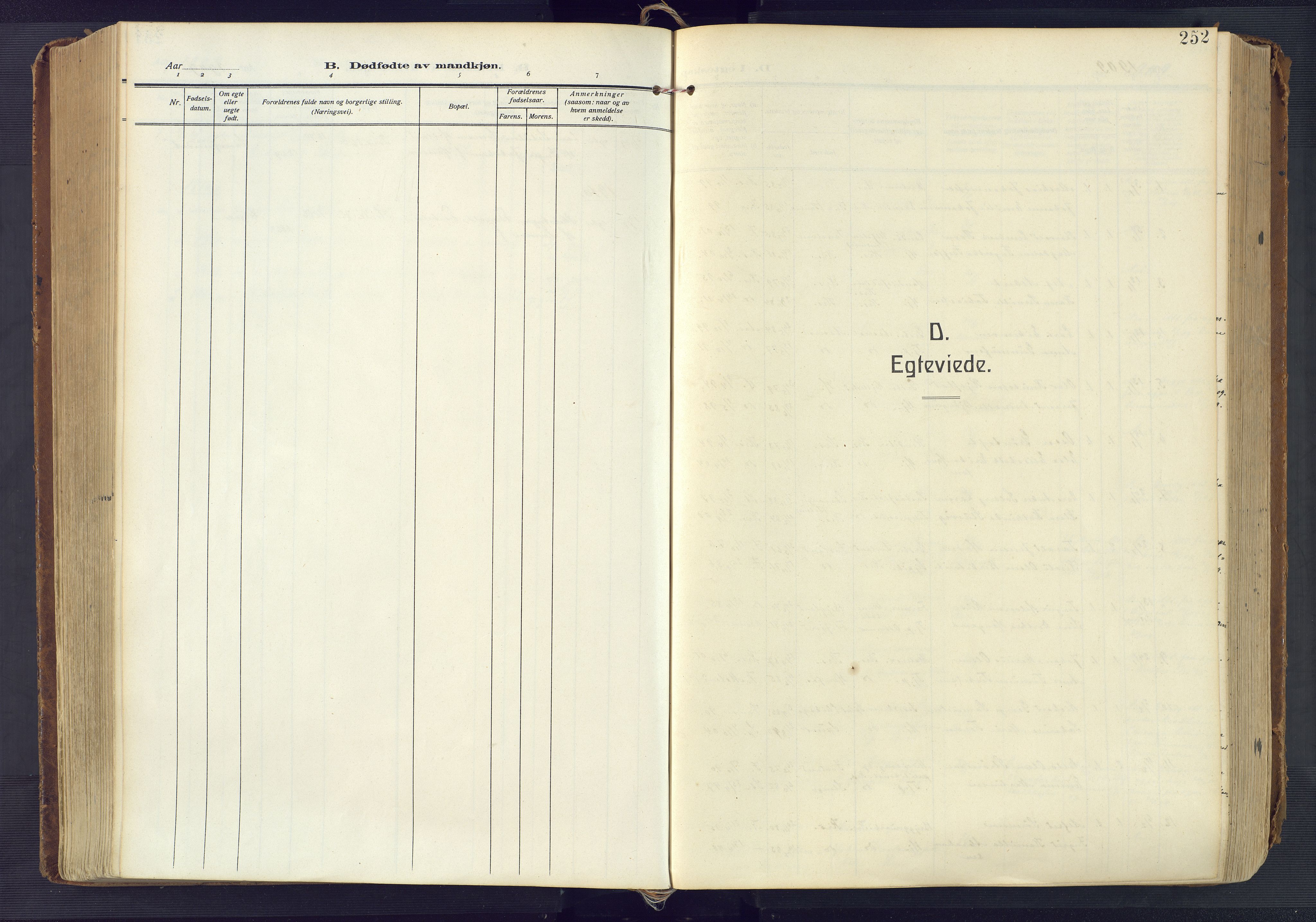Kristiansand domprosti, AV/SAK-1112-0006/F/Fa/L0023: Parish register (official) no. A 22, 1909-1917, p. 252