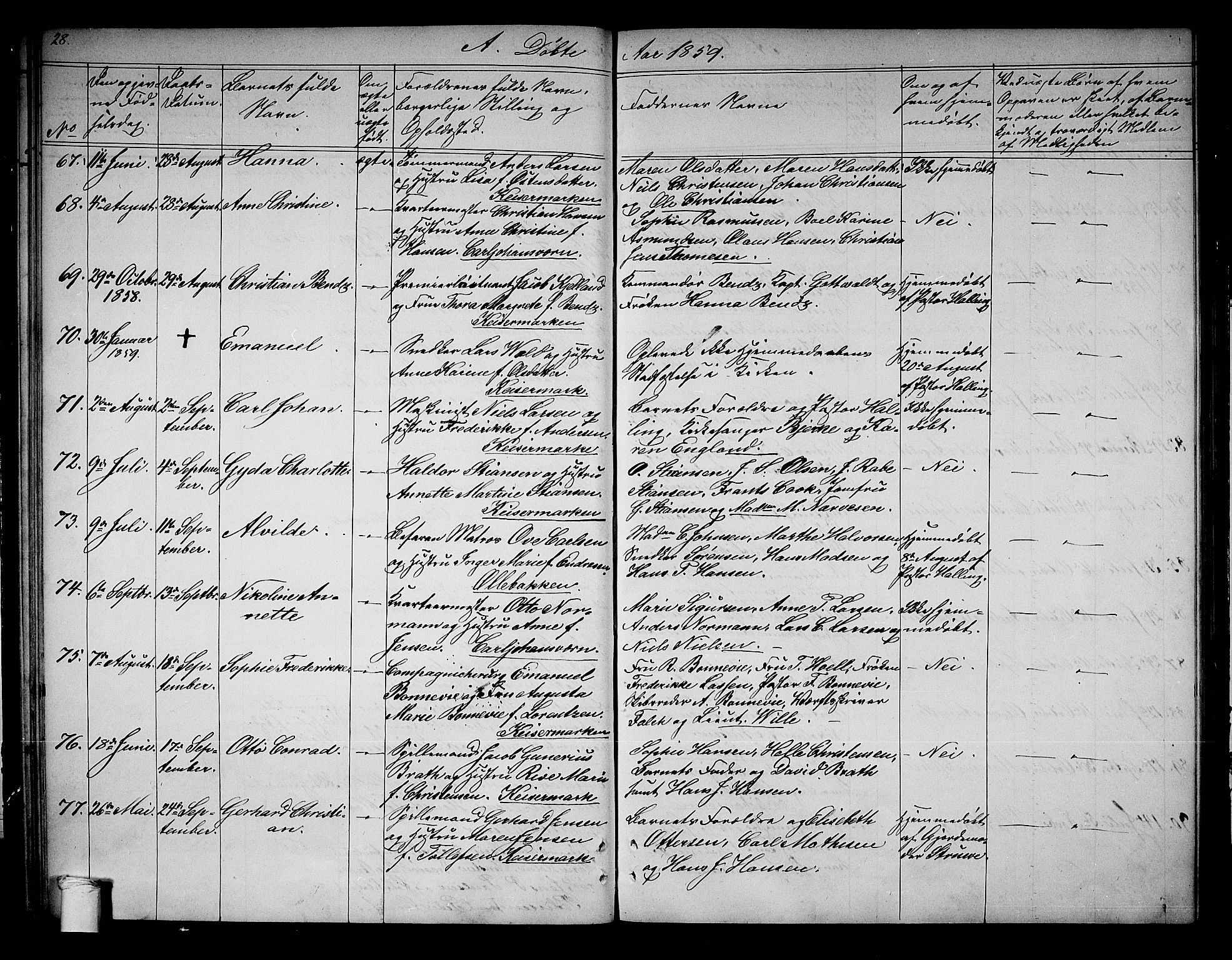 Horten kirkebøker, AV/SAKO-A-348/G/Ga/L0001: Parish register (copy) no. 1, 1855-1863, p. 28