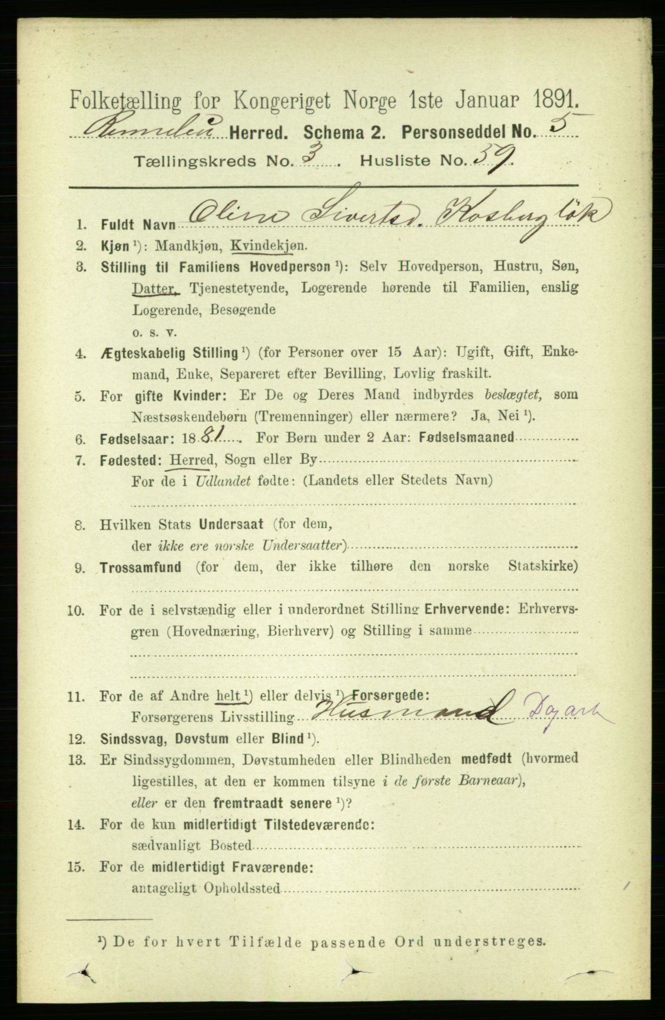 RA, 1891 census for 1635 Rennebu, 1891, p. 1683