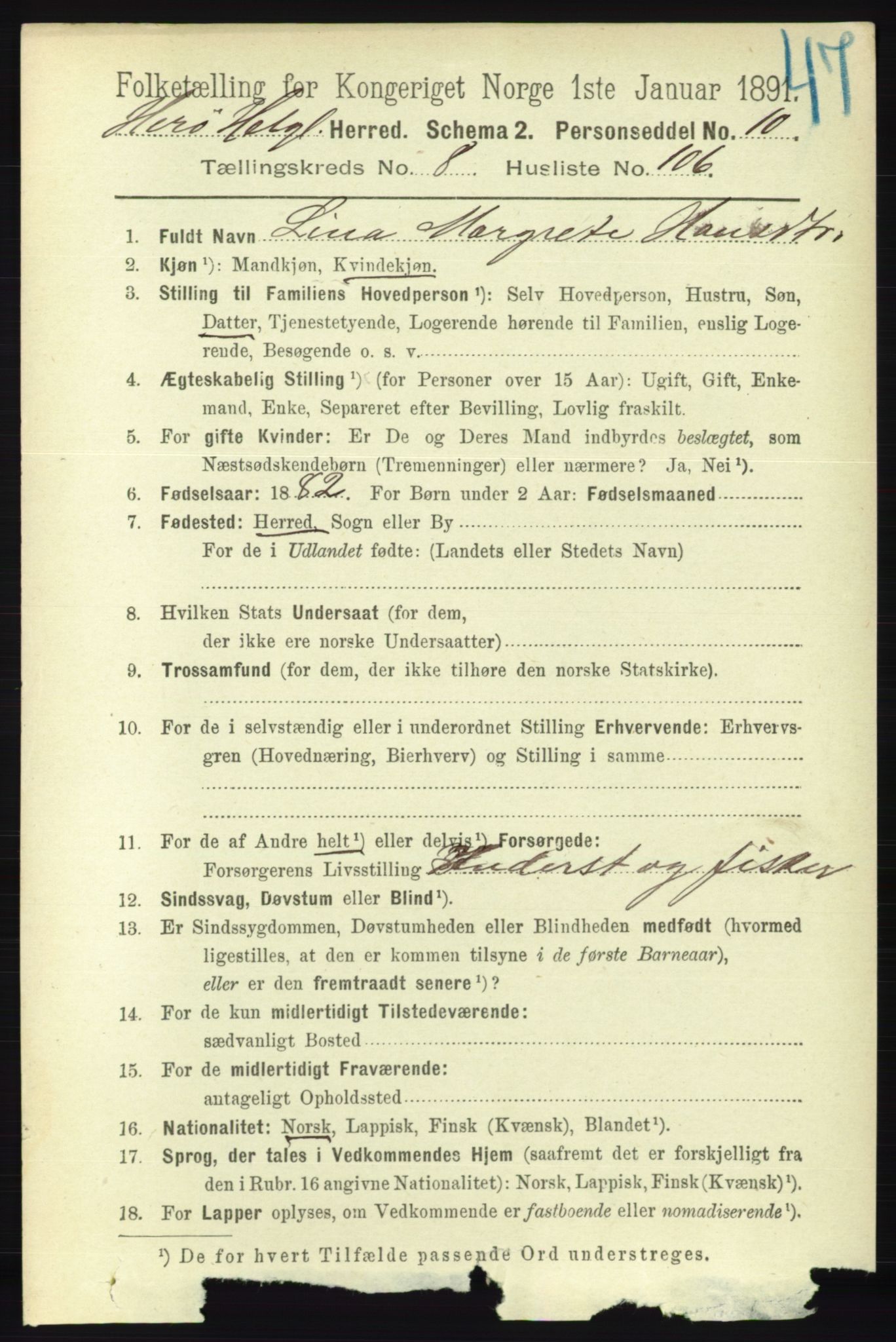 RA, 1891 census for 1818 Herøy, 1891, p. 3315