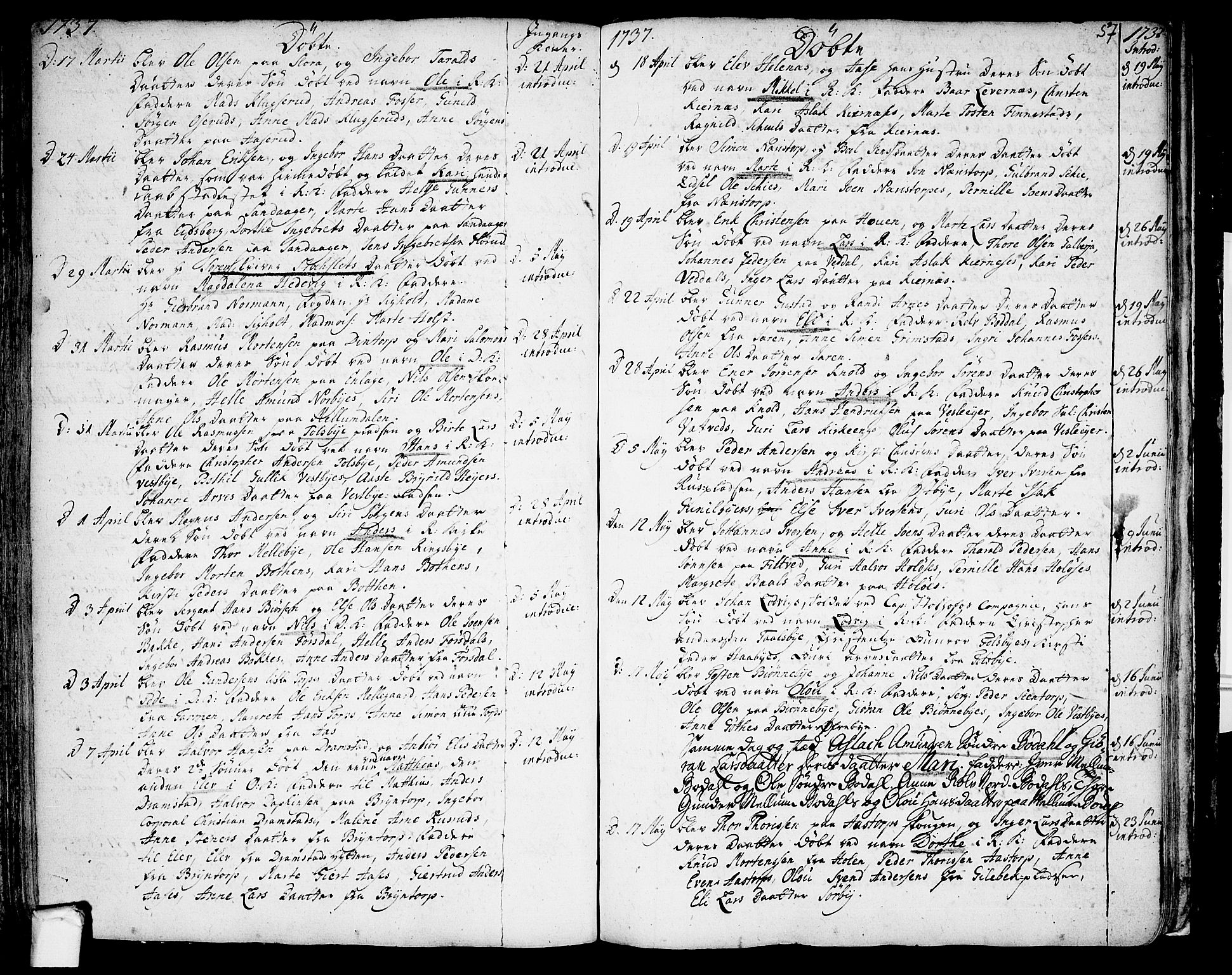 Rakkestad prestekontor Kirkebøker, AV/SAO-A-2008/F/Fa/L0001: Parish register (official) no. I 1, 1722-1740, p. 57