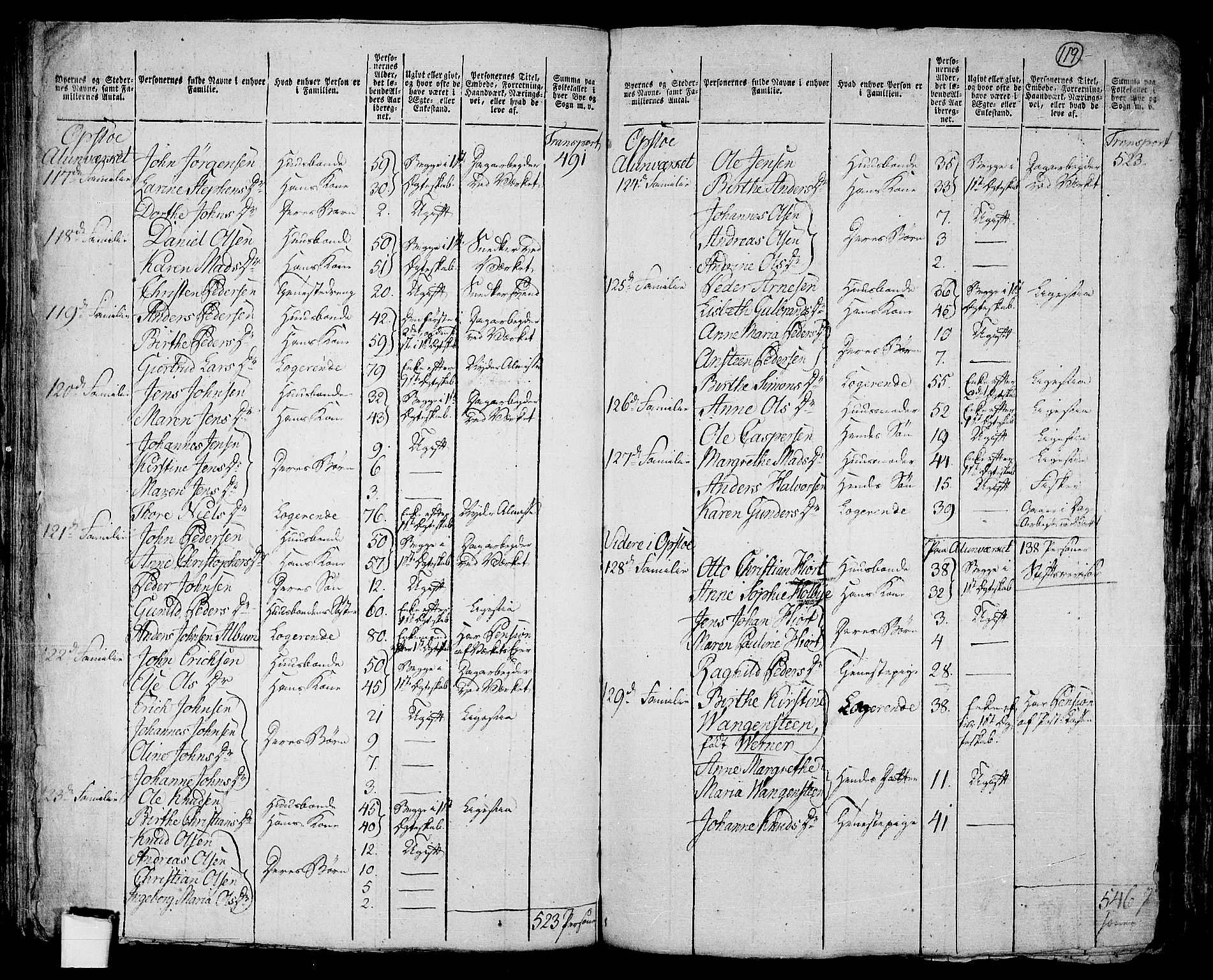 RA, 1801 census for 0218cM Oslo, 1801, p. 118b-119a