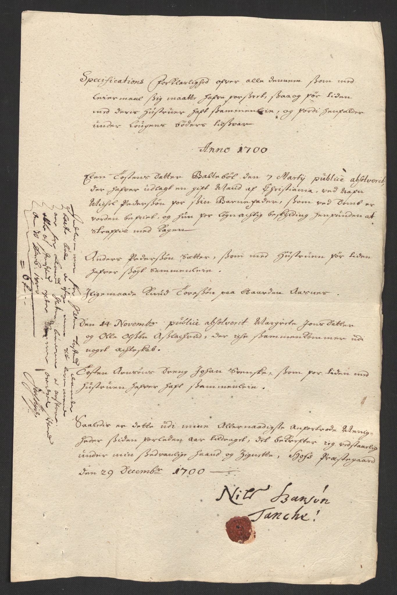 Rentekammeret inntil 1814, Reviderte regnskaper, Fogderegnskap, AV/RA-EA-4092/R13/L0838: Fogderegnskap Solør, Odal og Østerdal, 1700, p. 39