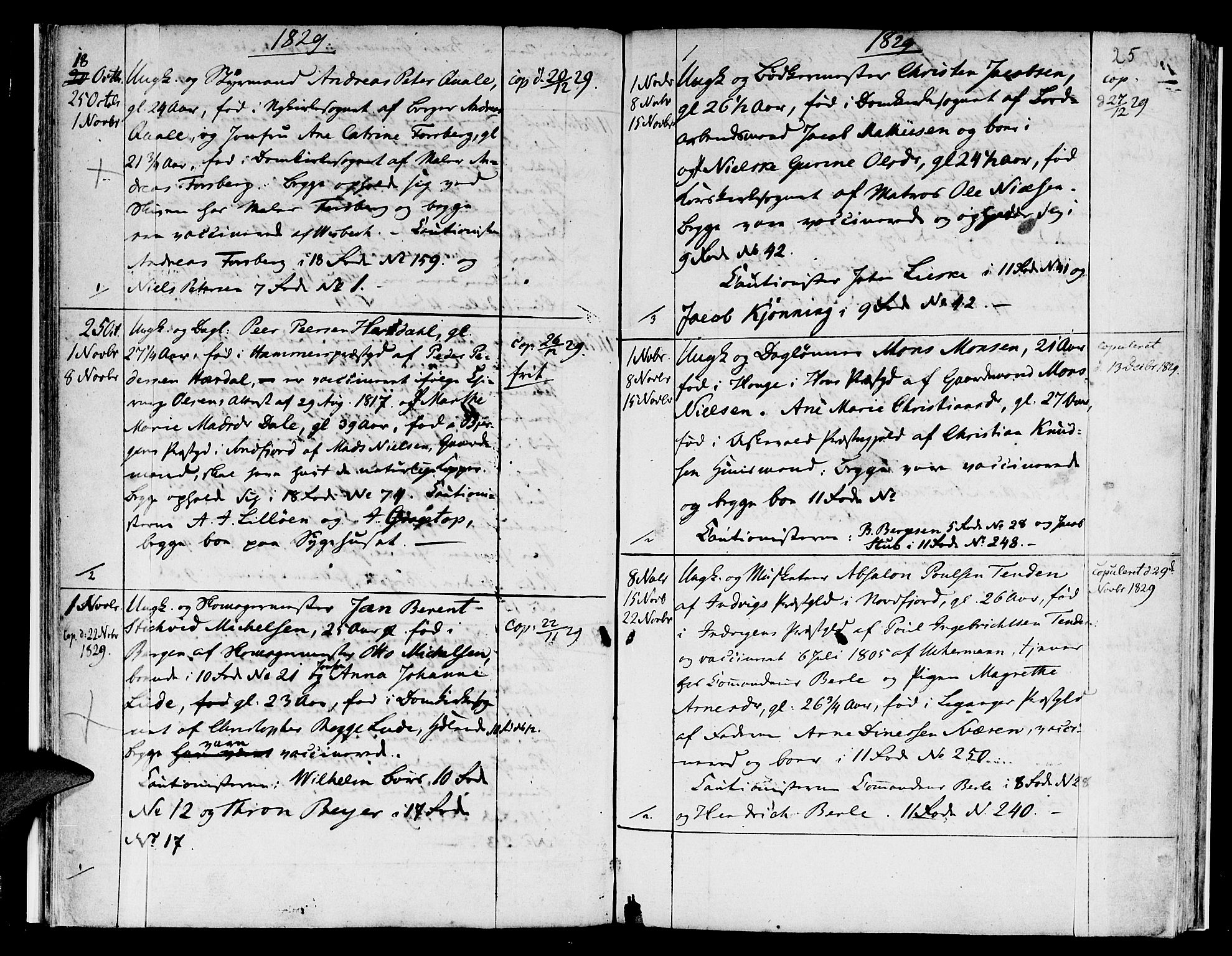 Domkirken sokneprestembete, AV/SAB-A-74801/H/Hab/L0003: Parish register (copy) no. A 3, 1820-1853, p. 25