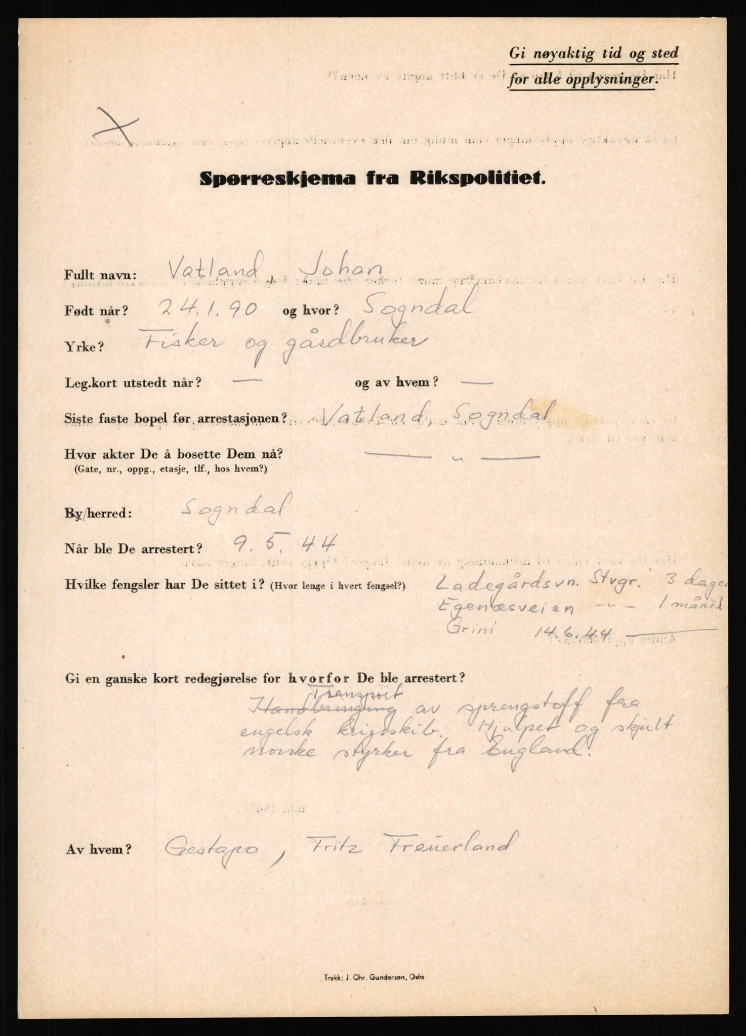 Rikspolitisjefen, AV/RA-S-1560/L/L0017: Tidemann, Hermann G. - Veum, Tjostolv, 1940-1945, p. 962