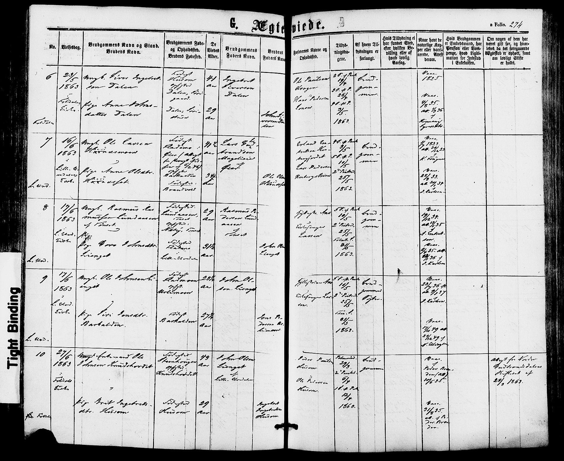 Alvdal prestekontor, AV/SAH-PREST-060/H/Ha/Haa/L0001: Parish register (official) no. 1, 1863-1882, p. 274