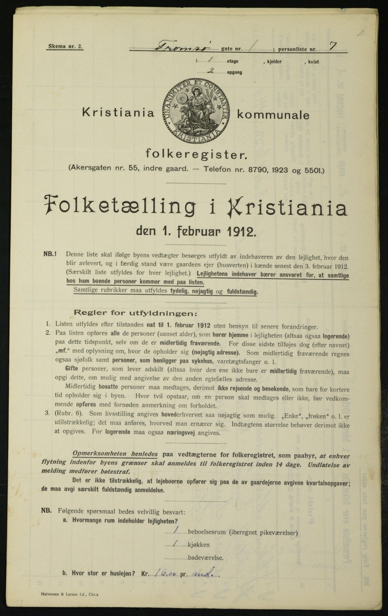 OBA, Municipal Census 1912 for Kristiania, 1912, p. 115616