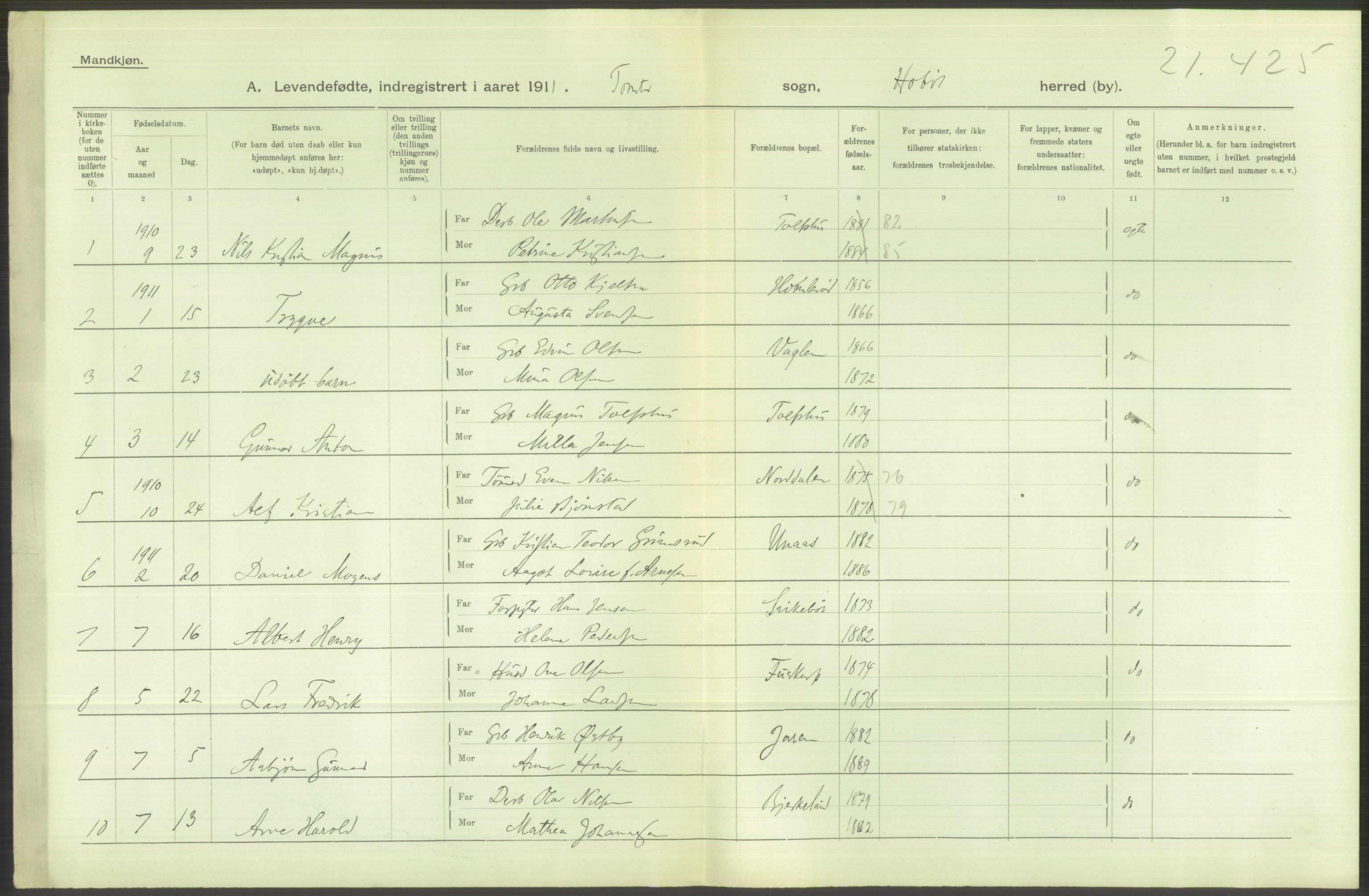 Statistisk sentralbyrå, Sosiodemografiske emner, Befolkning, RA/S-2228/D/Df/Dfb/Dfba/L0001: Smålenenes amt: Levendefødte menn og kvinner. Bygder., 1911, p. 332