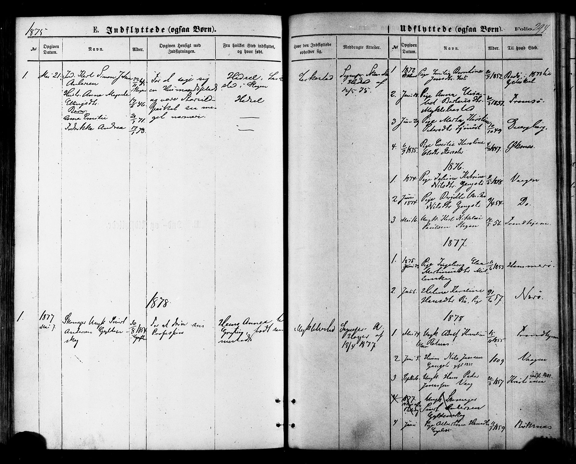 Ministerialprotokoller, klokkerbøker og fødselsregistre - Nordland, SAT/A-1459/855/L0802: Parish register (official) no. 855A10, 1875-1886, p. 294