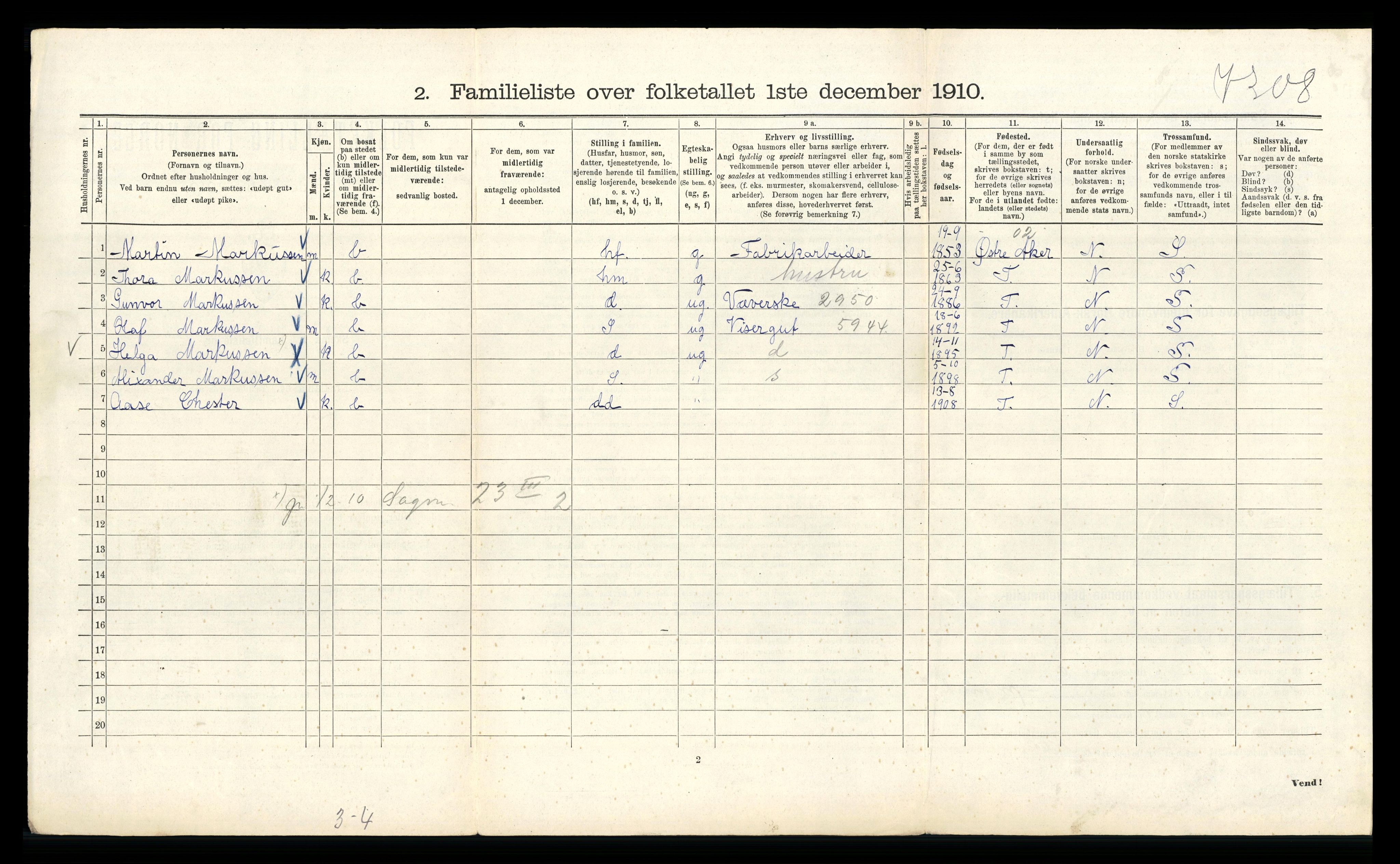 RA, 1910 census for Kristiania, 1910, p. 56870