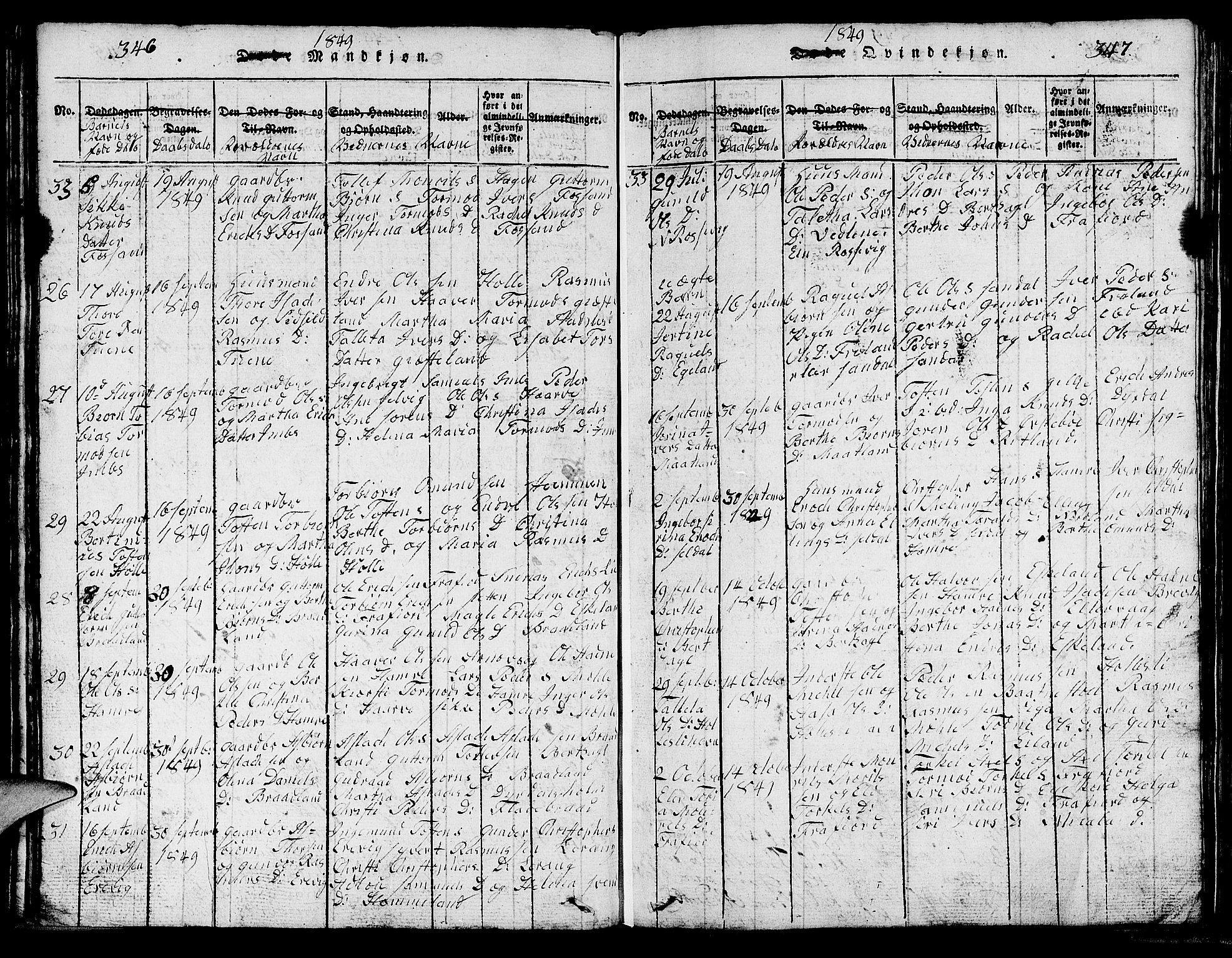 Strand sokneprestkontor, SAST/A-101828/H/Ha/Hab/L0002: Parish register (copy) no. B 2, 1816-1854, p. 346-347