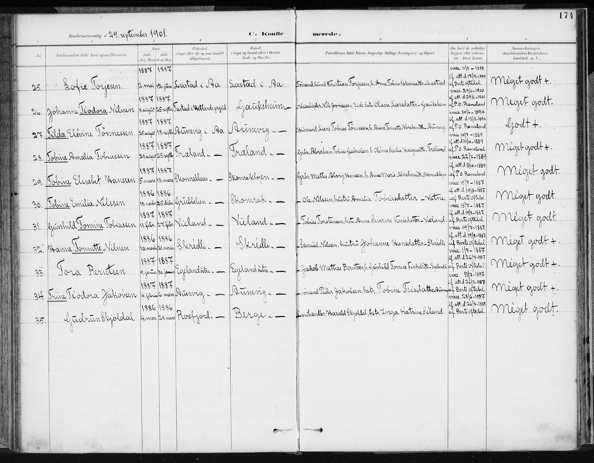 Lyngdal sokneprestkontor, AV/SAK-1111-0029/F/Fa/Fac/L0012: Parish register (official) no. A 12, 1894-1918, p. 174