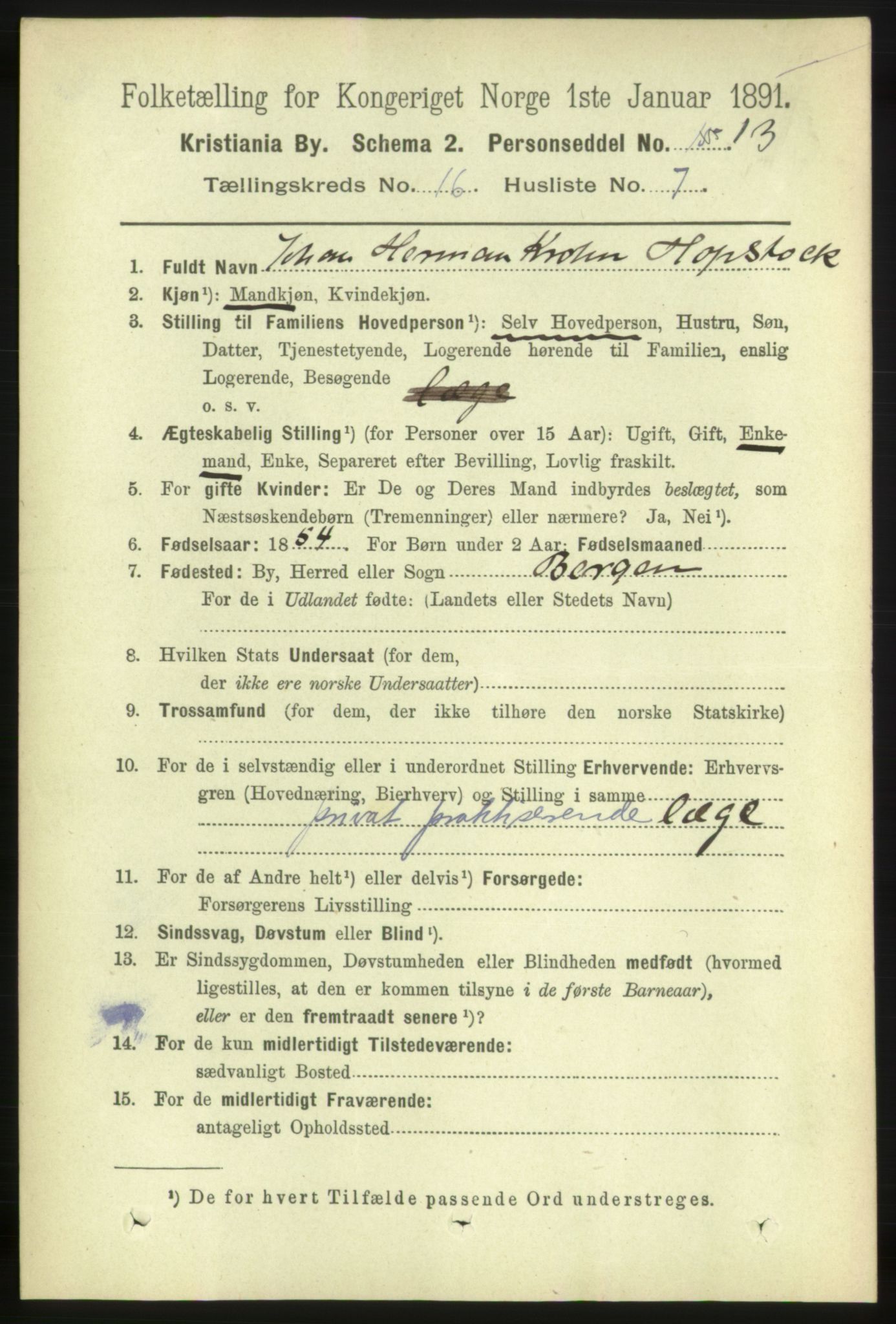 RA, 1891 census for 0301 Kristiania, 1891, p. 7248