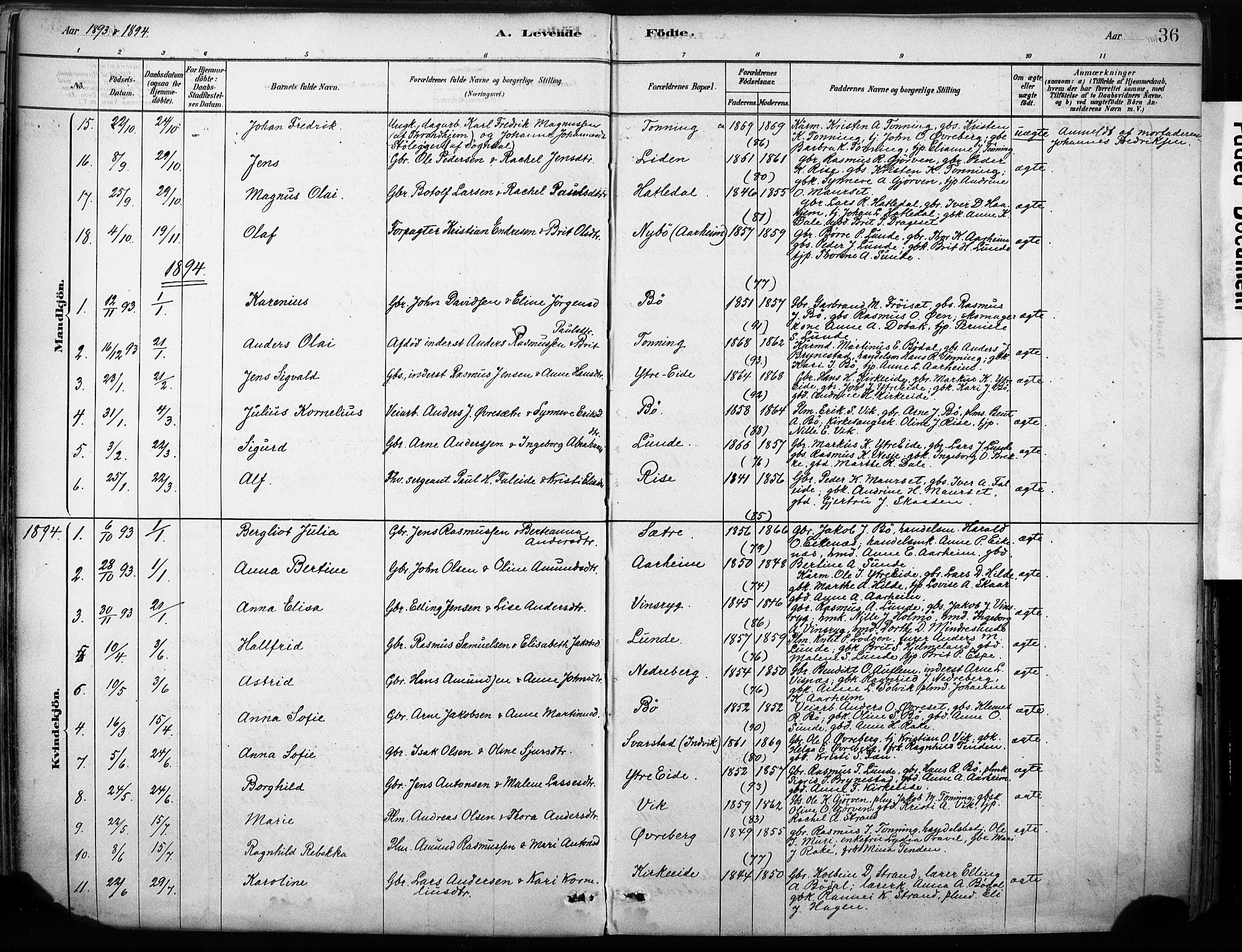 Stryn Sokneprestembete, SAB/A-82501: Parish register (official) no. B 1, 1878-1907, p. 36