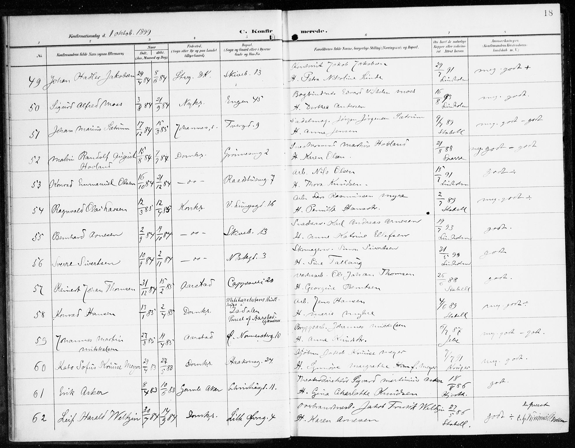 Domkirken sokneprestembete, AV/SAB-A-74801/H/Haa/L0031: Parish register (official) no. C 6, 1898-1915, p. 18