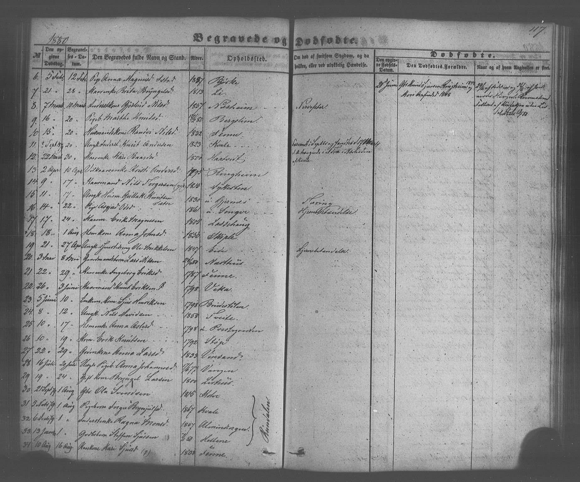 Voss sokneprestembete, SAB/A-79001/H/Haa: Parish register (official) no. A 20, 1855-1886, p. 117