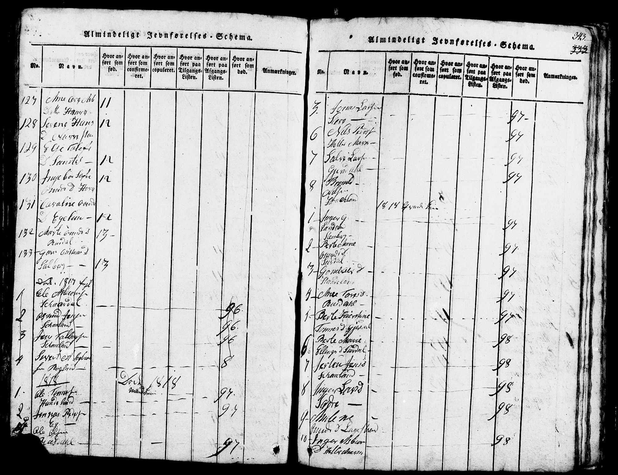 Lund sokneprestkontor, AV/SAST-A-101809/S07/L0002: Parish register (copy) no. B 2, 1816-1832, p. 343