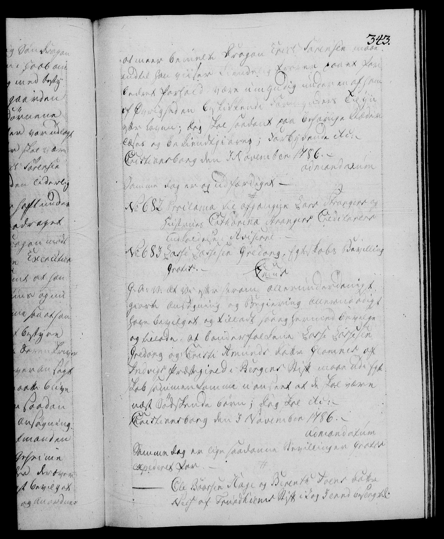 Danske Kanselli 1572-1799, RA/EA-3023/F/Fc/Fca/Fcaa/L0051: Norske registre, 1786-1787, p. 343a