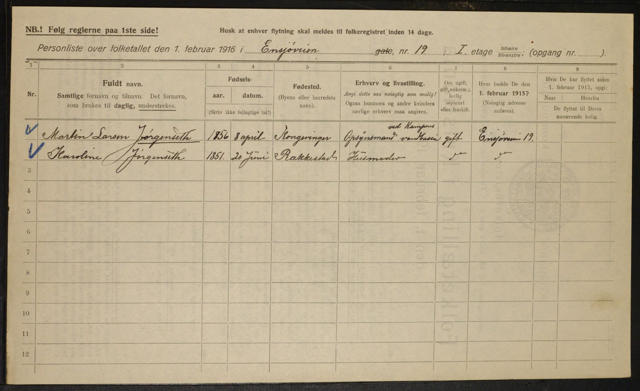 OBA, Municipal Census 1916 for Kristiania, 1916, p. 22349