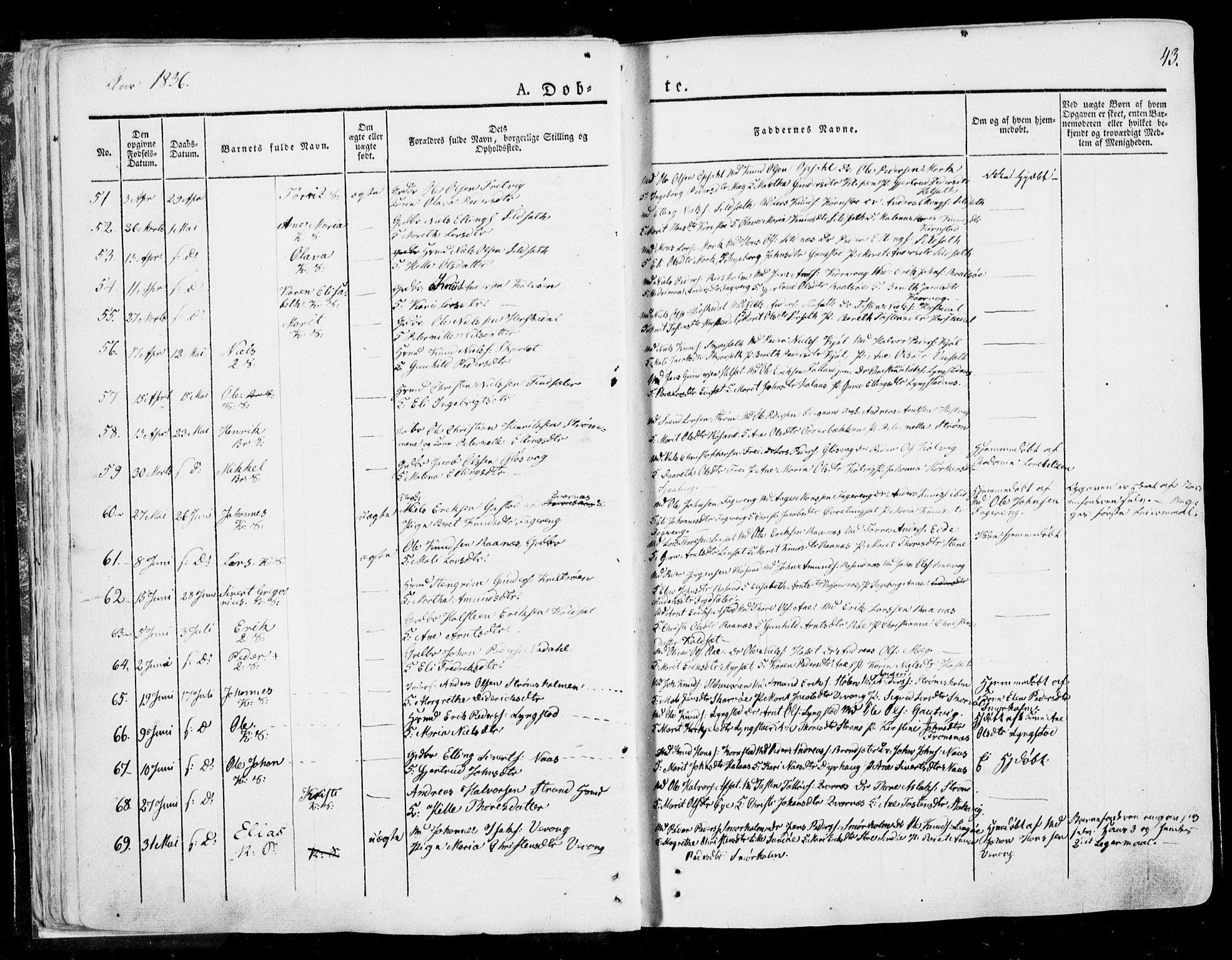 Ministerialprotokoller, klokkerbøker og fødselsregistre - Møre og Romsdal, AV/SAT-A-1454/568/L0803: Parish register (official) no. 568A10, 1830-1853, p. 43