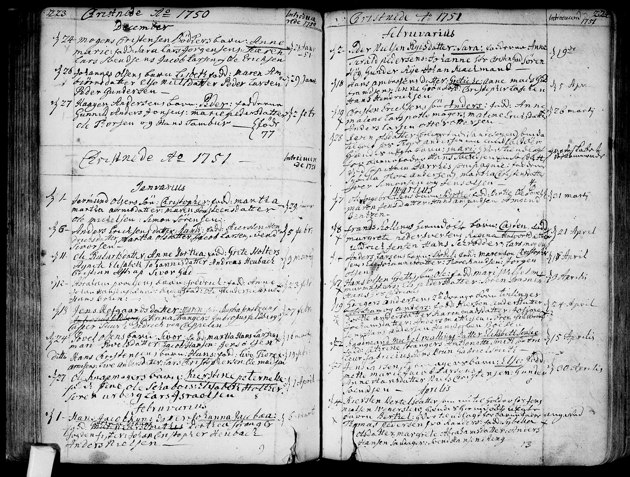 Bragernes kirkebøker, AV/SAKO-A-6/F/Fa/L0004: Parish register (official) no. I 4, 1734-1759, p. 223-224