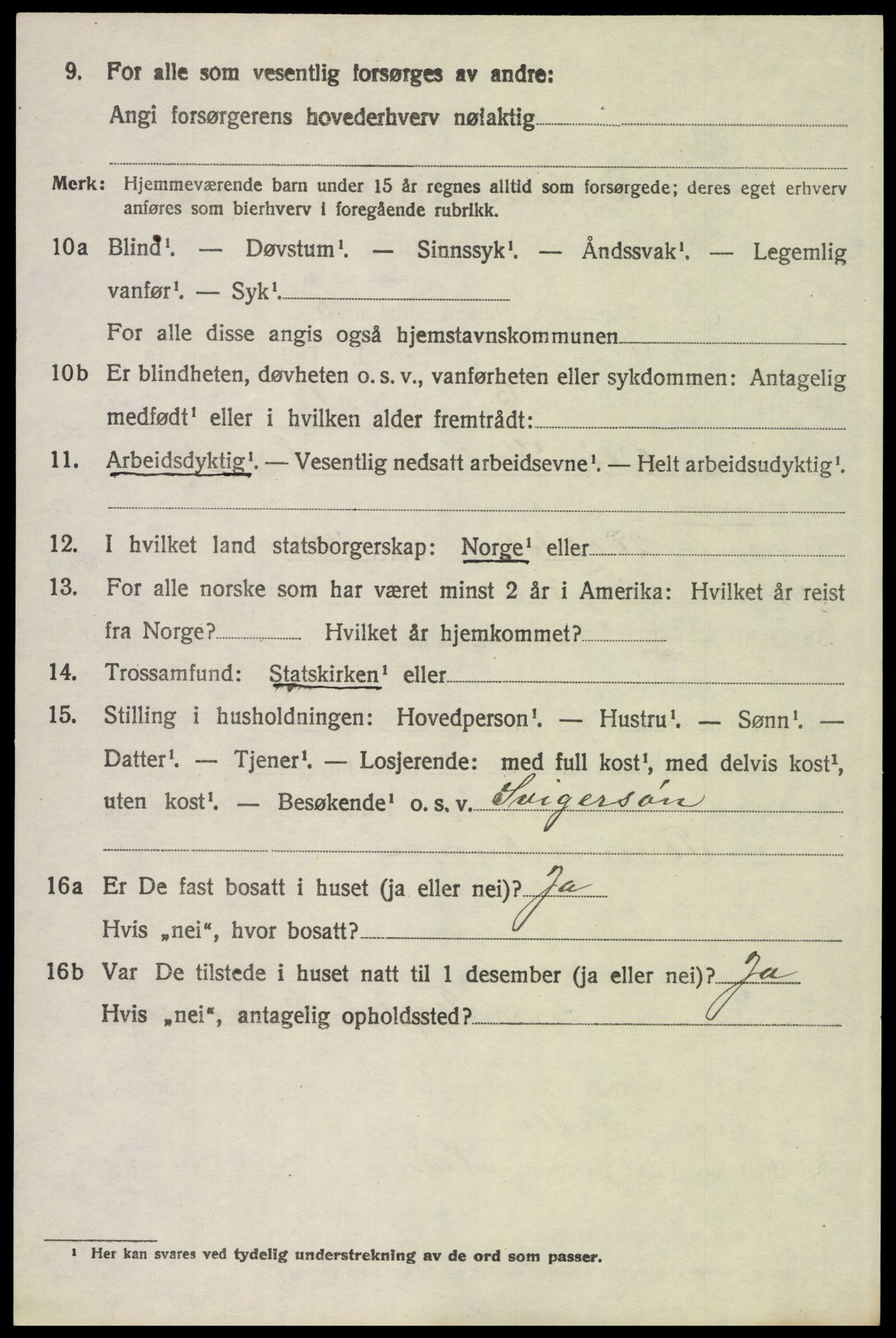 SAH, 1920 census for Trysil, 1920, p. 2734