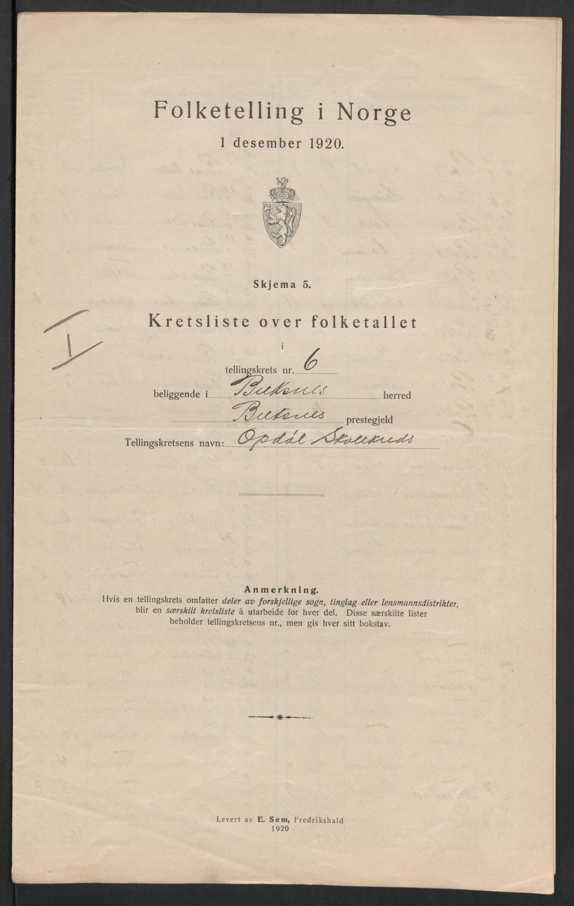 SAT, 1920 census for Buksnes, 1920, p. 21