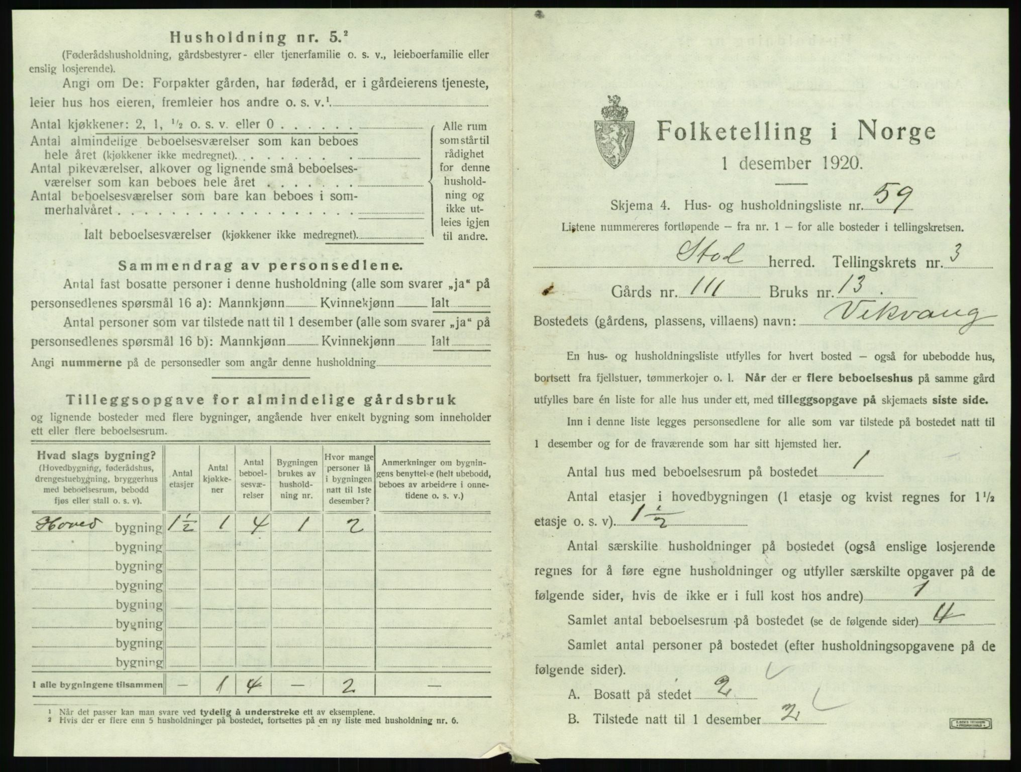 SAT, 1920 census for Stod, 1920, p. 412