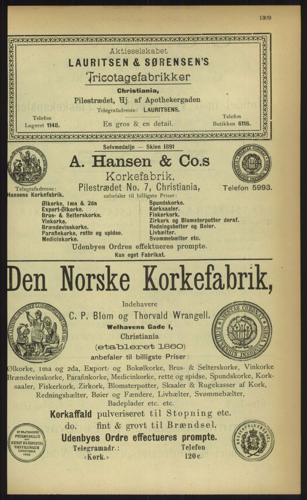 Kristiania/Oslo adressebok, PUBL/-, 1903, p. 1309