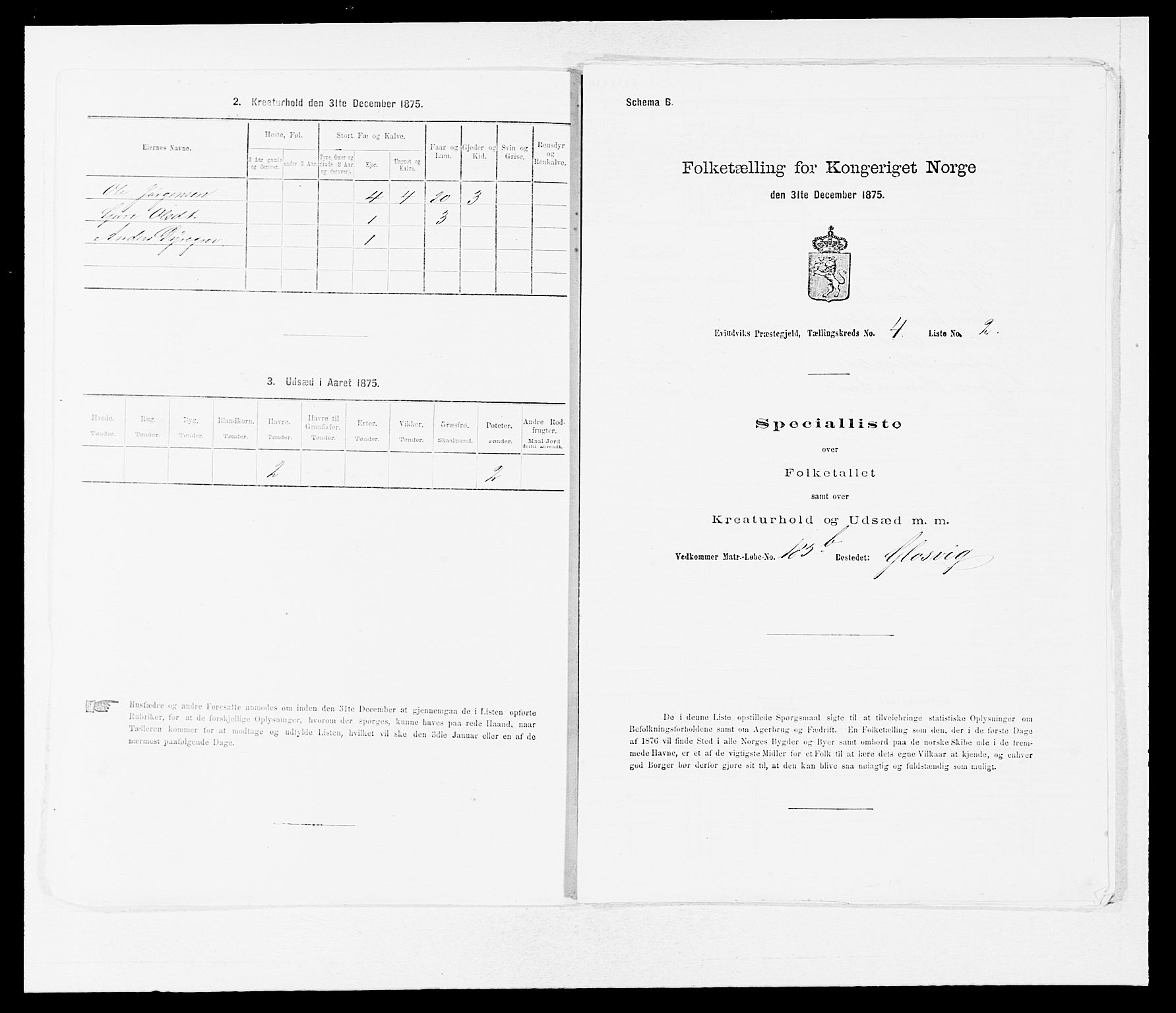 SAB, 1875 census for 1411P Eivindvik, 1875, p. 324