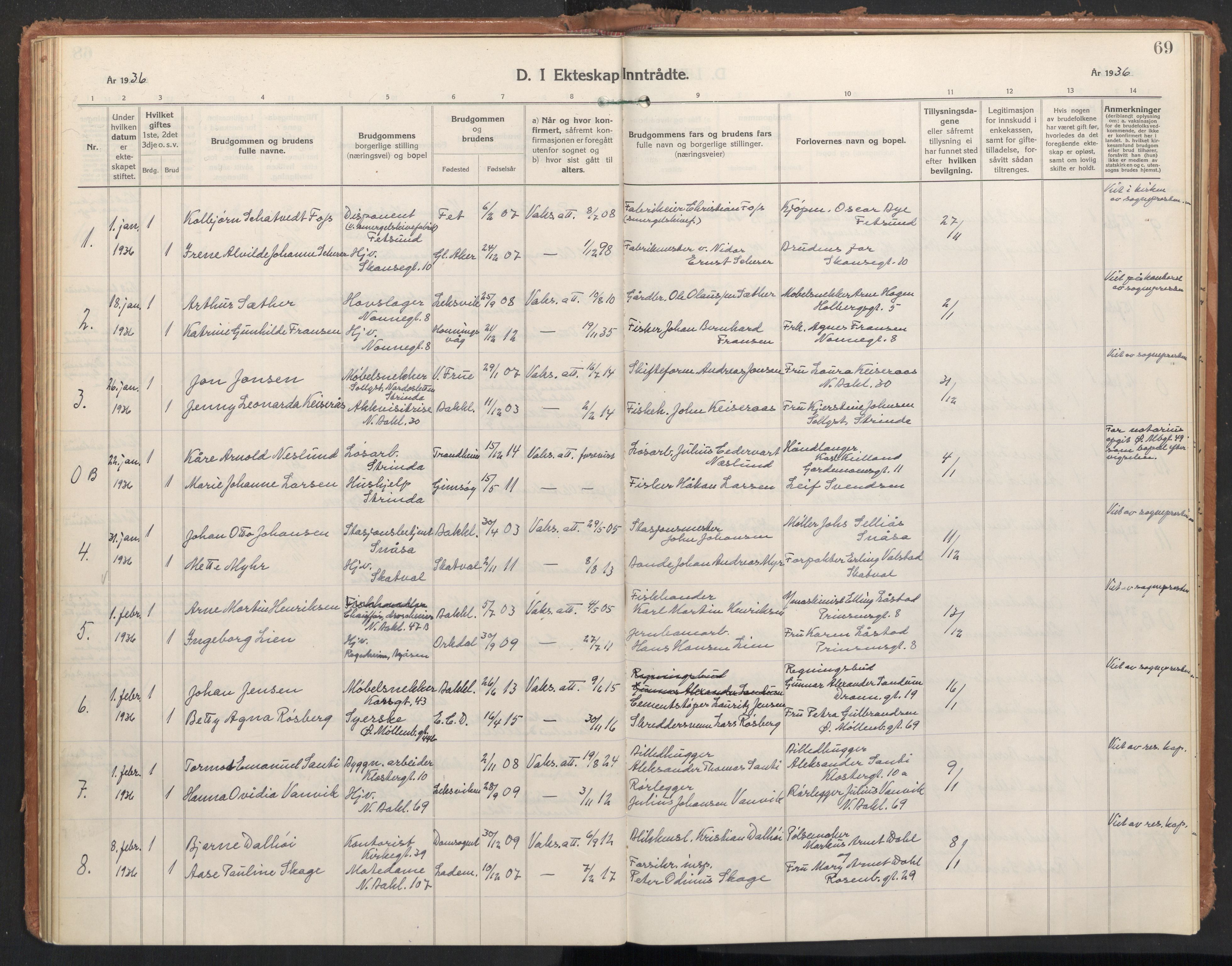 Ministerialprotokoller, klokkerbøker og fødselsregistre - Sør-Trøndelag, SAT/A-1456/604/L0209: Parish register (official) no. 604A29, 1931-1945, p. 69