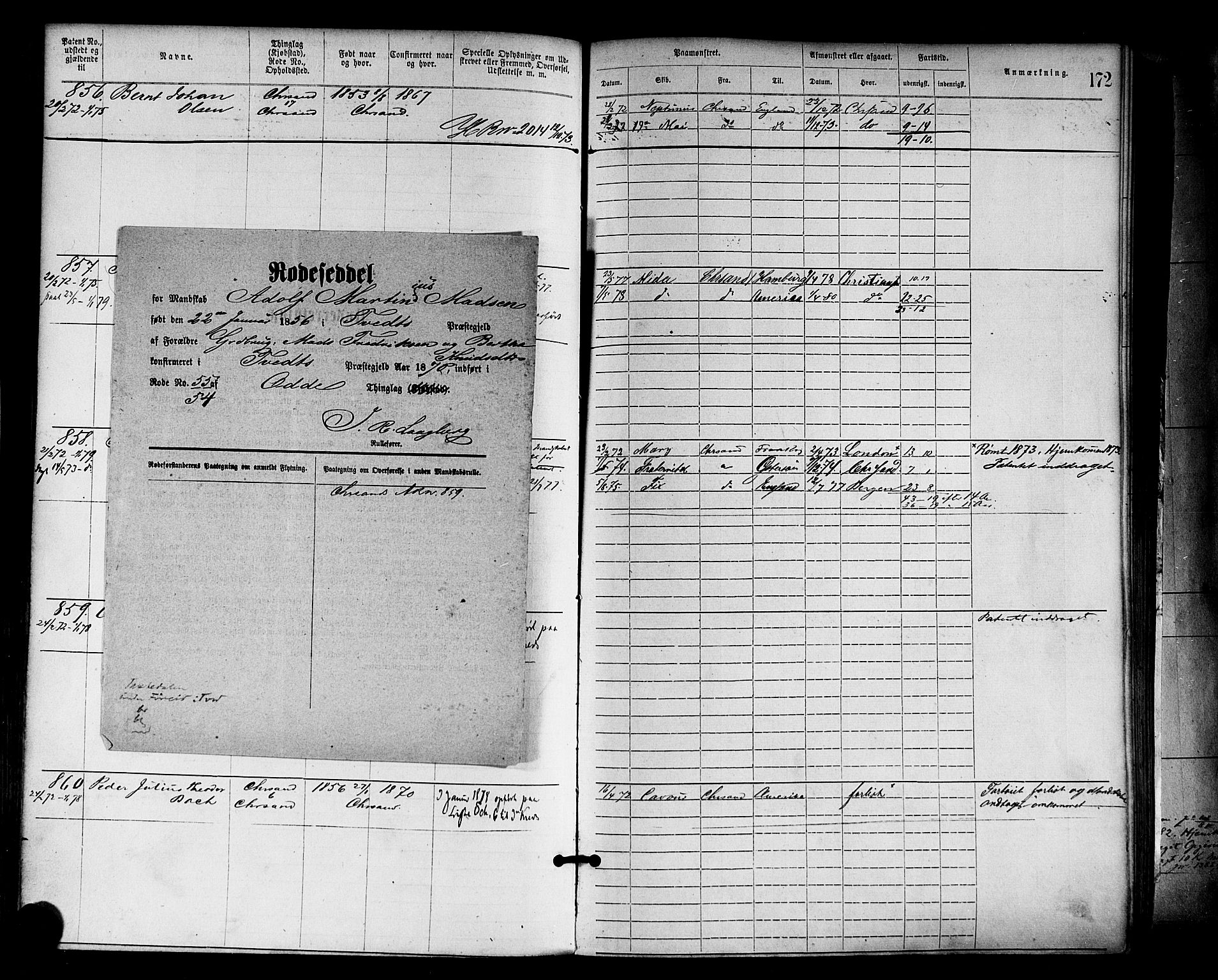 Kristiansand mønstringskrets, SAK/2031-0015/F/Fa/L0005: Annotasjonsrulle nr 1-1920 med register, I-3, 1870-1880, p. 215