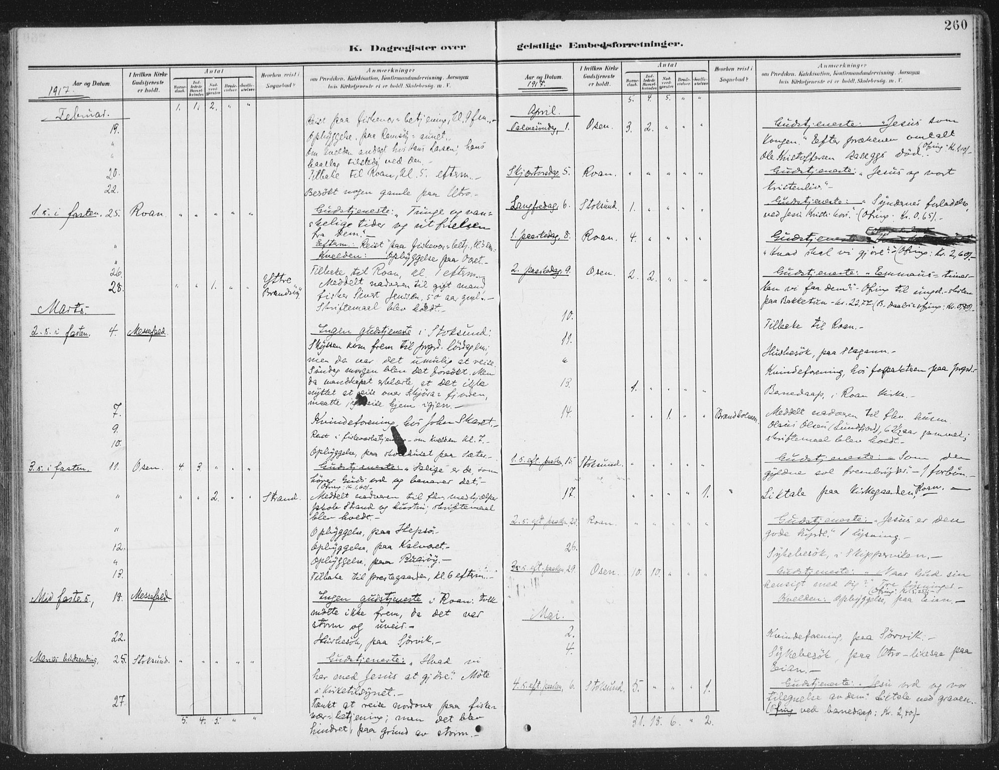 Ministerialprotokoller, klokkerbøker og fødselsregistre - Sør-Trøndelag, SAT/A-1456/657/L0709: Parish register (official) no. 657A10, 1905-1919, p. 260