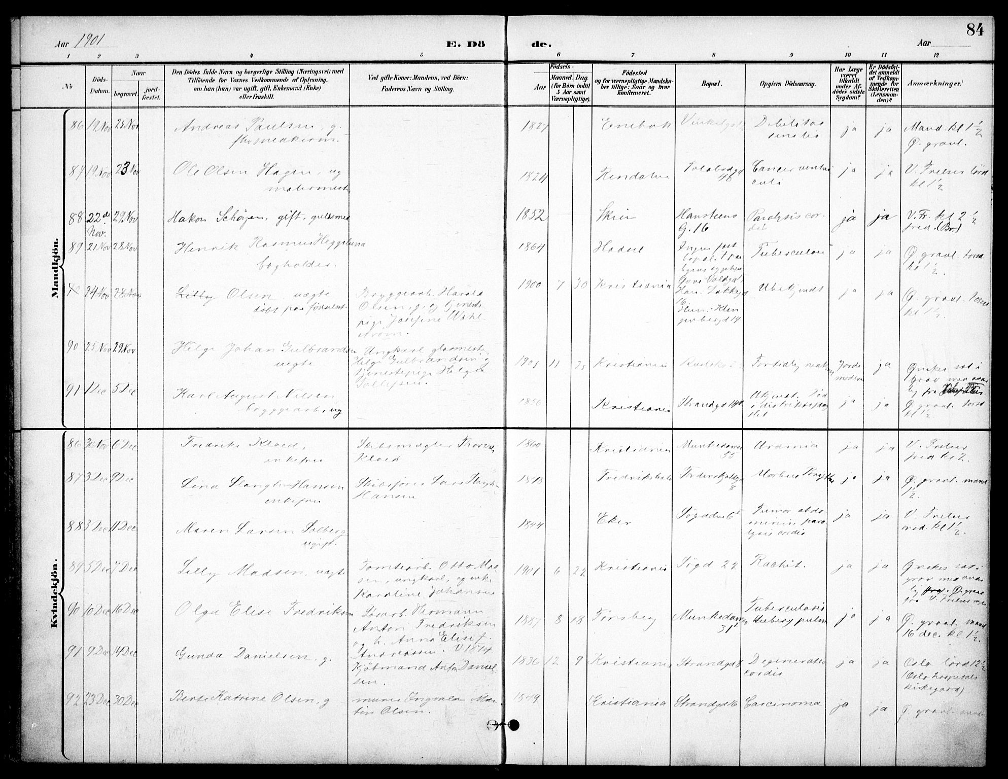 Johannes prestekontor Kirkebøker, SAO/A-10852/F/Fa/L0008: Parish register (official) no. 8, 1897-1917, p. 84