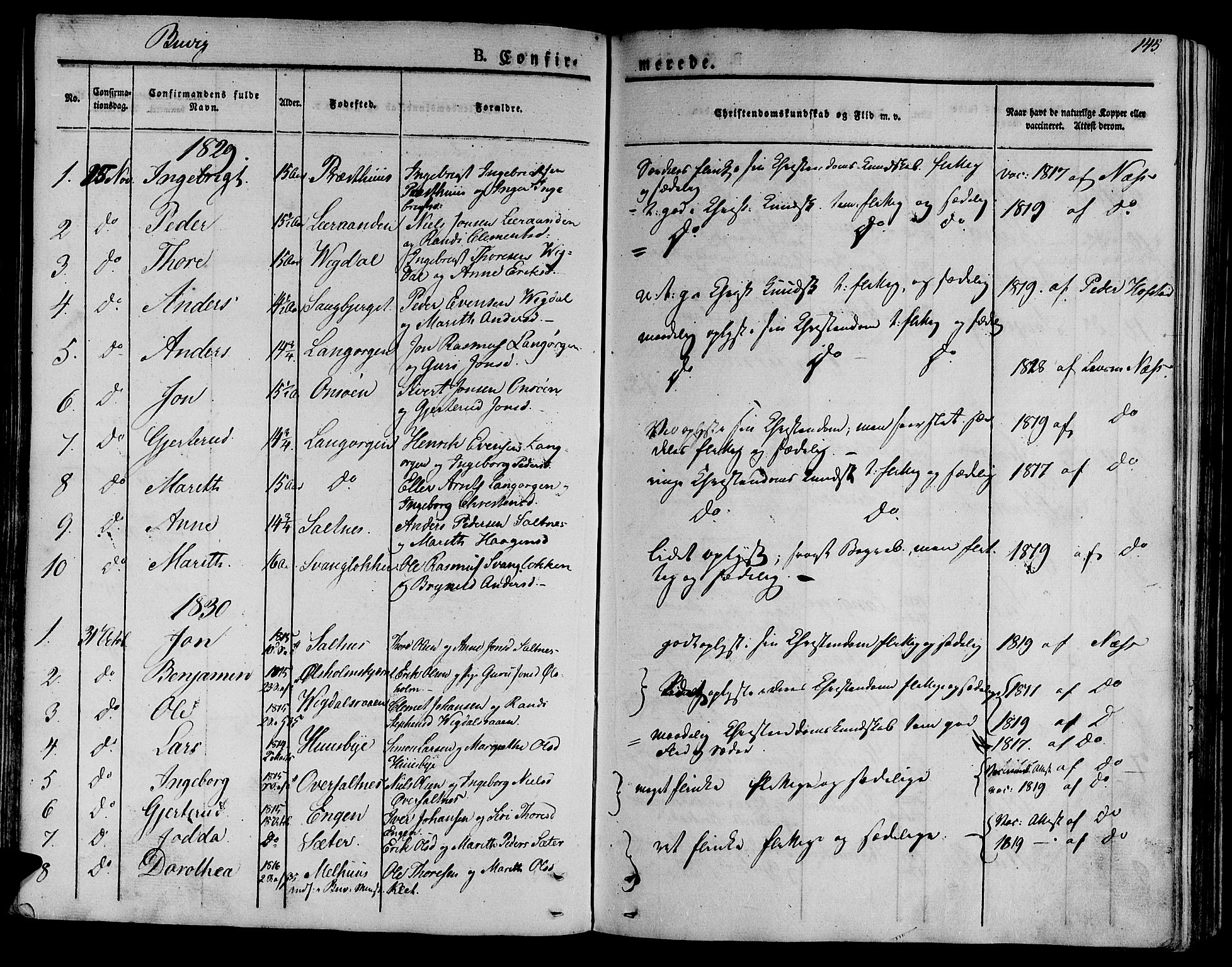 Ministerialprotokoller, klokkerbøker og fødselsregistre - Sør-Trøndelag, SAT/A-1456/612/L0375: Parish register (official) no. 612A07 /2, 1829-1845, p. 145
