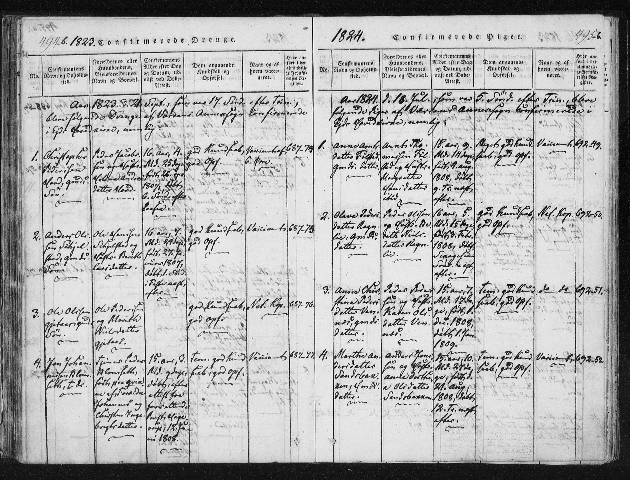 Ministerialprotokoller, klokkerbøker og fødselsregistre - Nord-Trøndelag, SAT/A-1458/744/L0417: Parish register (official) no. 744A01, 1817-1842, p. 494-495