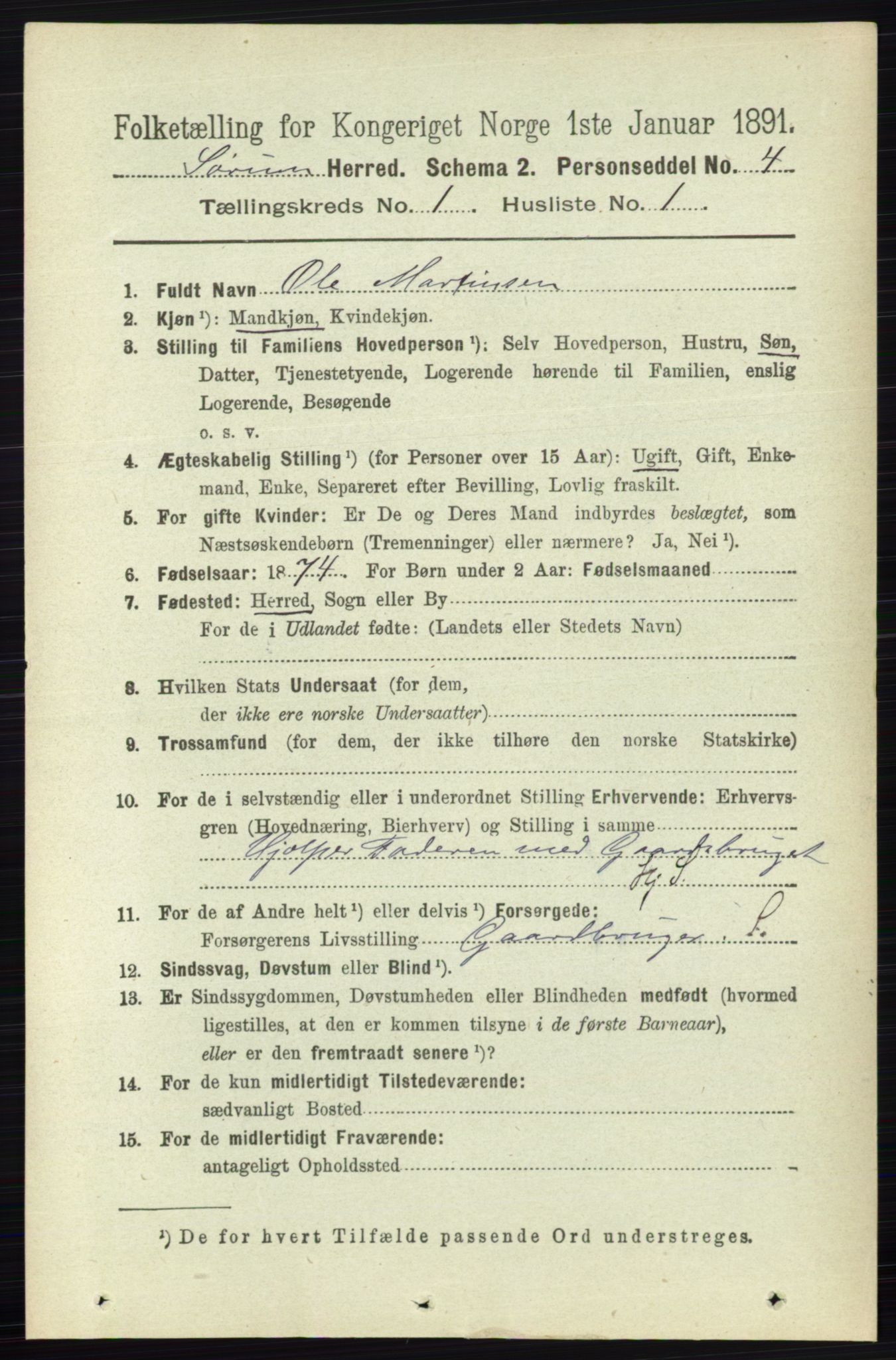 RA, 1891 census for 0226 Sørum, 1891, p. 114