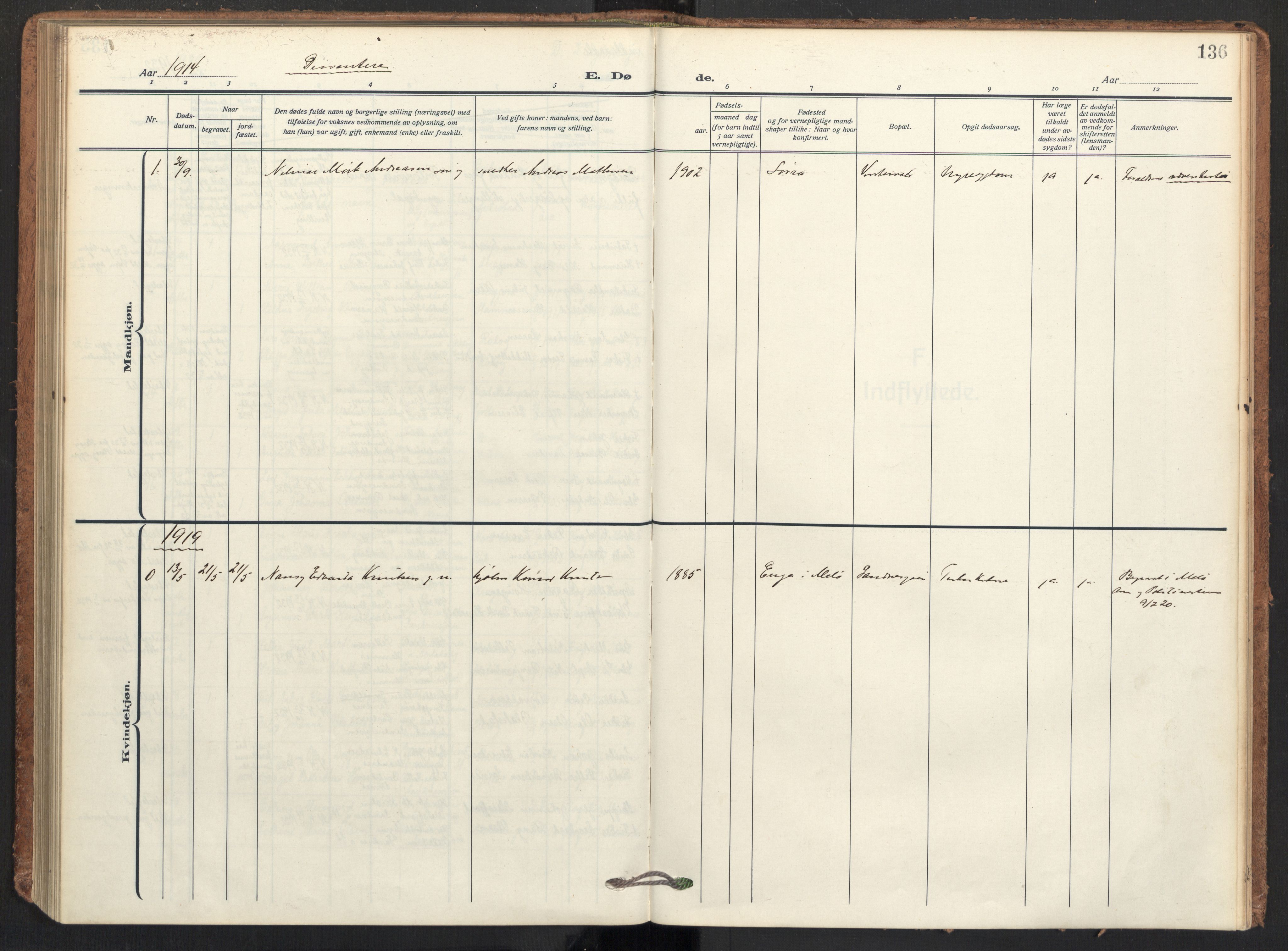 Ministerialprotokoller, klokkerbøker og fødselsregistre - Nordland, SAT/A-1459/831/L0473: Parish register (official) no. 831A04, 1909-1934, p. 136